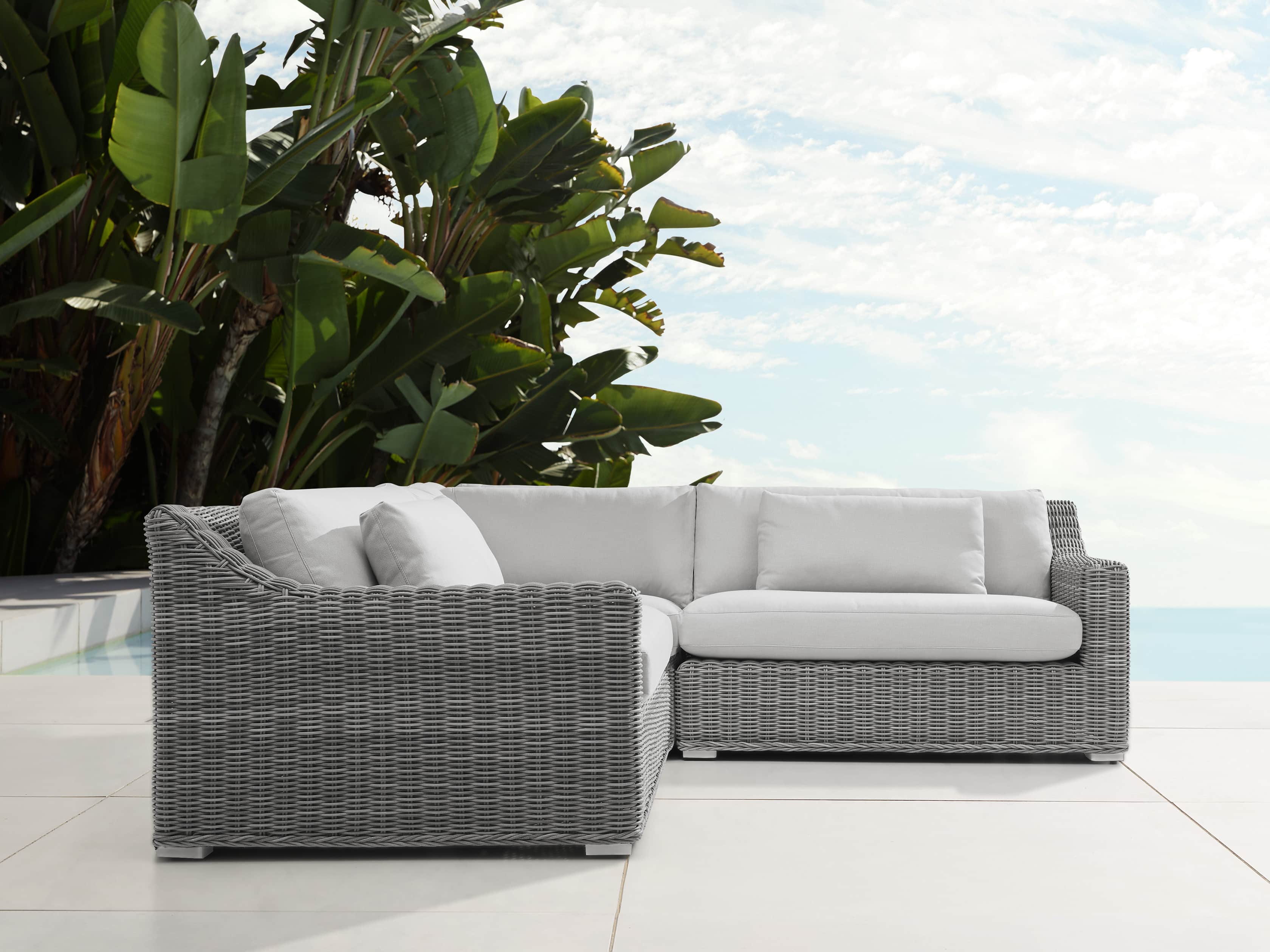 Montauk Outdoor 96" Three Piece Sectional in Vista Grey, slide 1 of 5