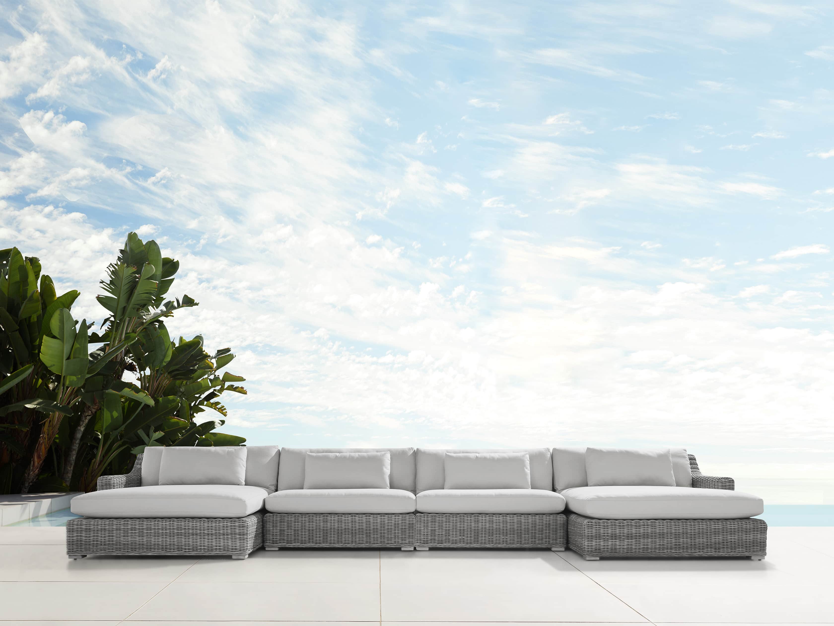 Montauk Outdoor 204" Four Piece U Sectional in Vista Grey, slide 1 of 5