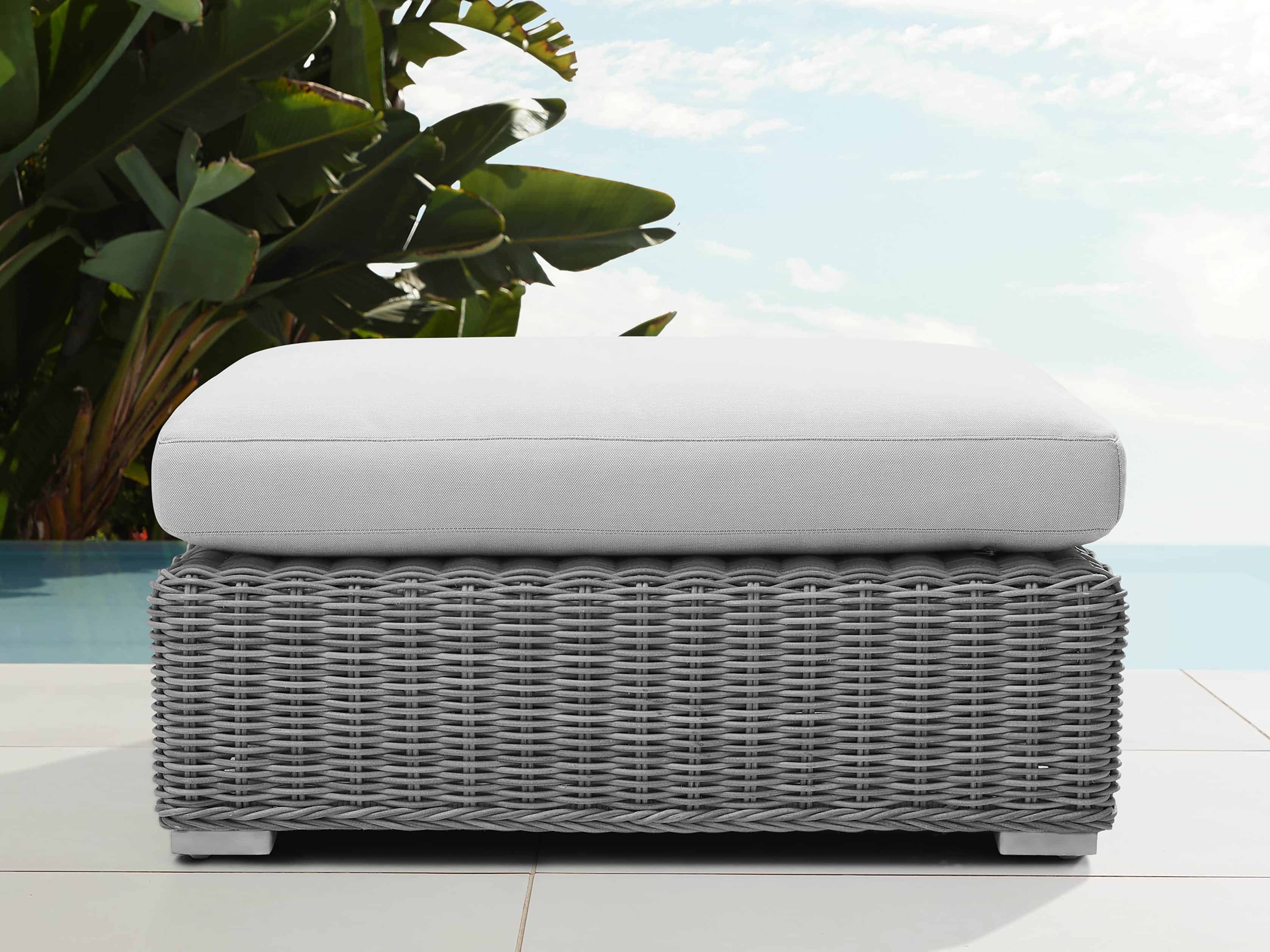 Montauk Outdoor 38.5" Ottoman in Vista Grey, slide 1 of 4
