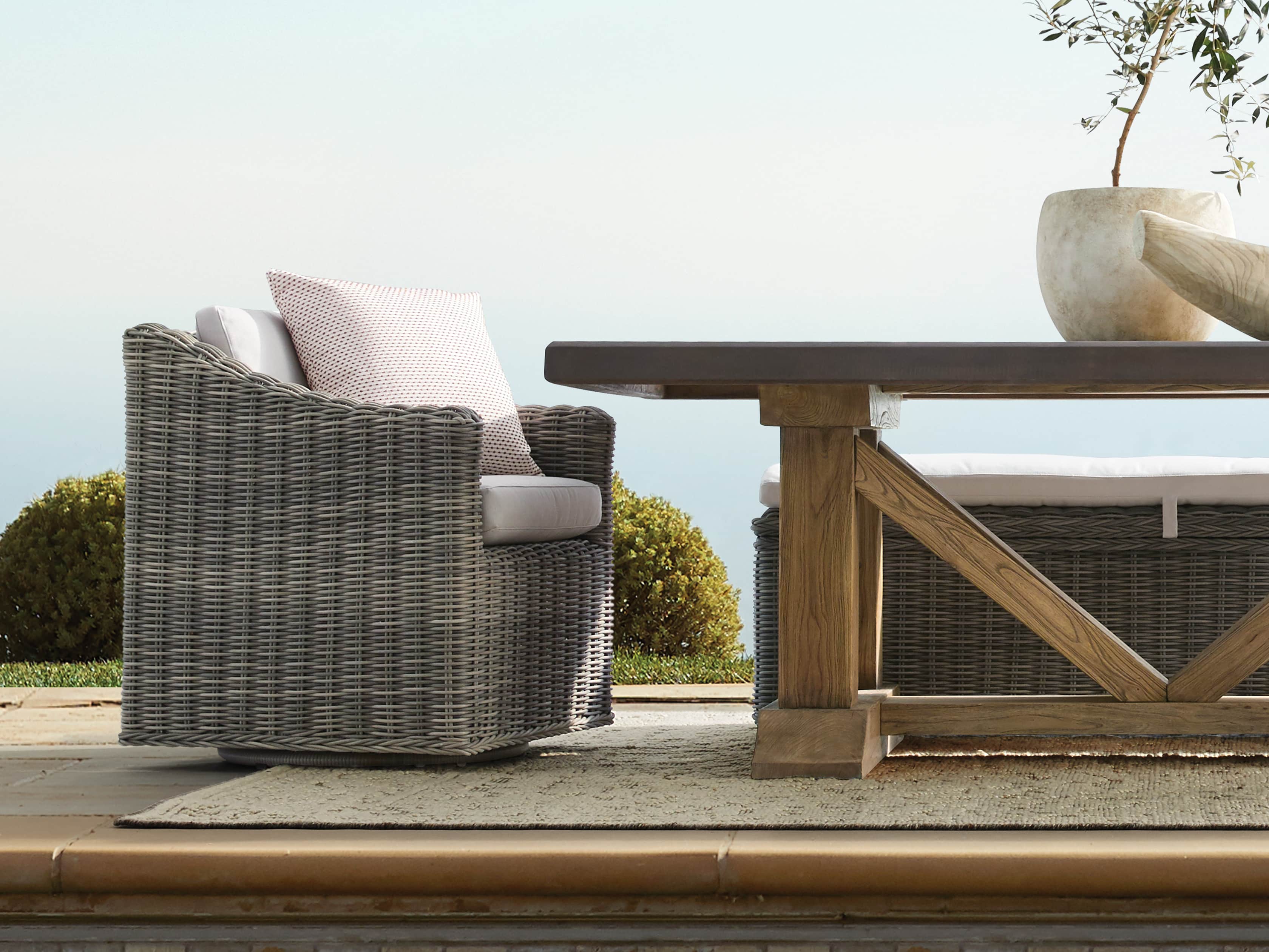 Montauk Outdoor 26" Dining Arm Chair in Vista Grey, slide 2 of 7