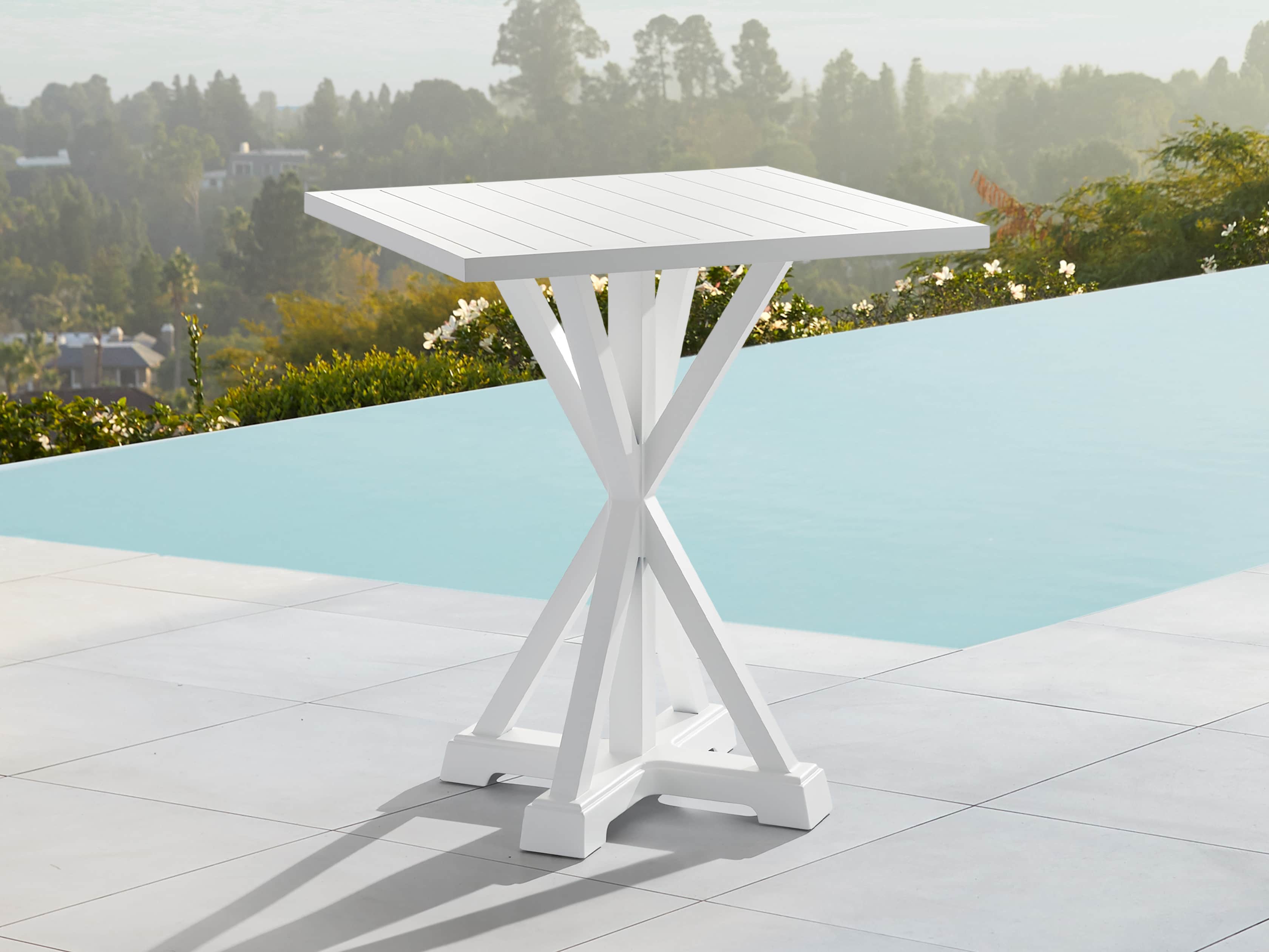 Montego Outdoor 42" Bar Table in Blanc, slide 1 of 5