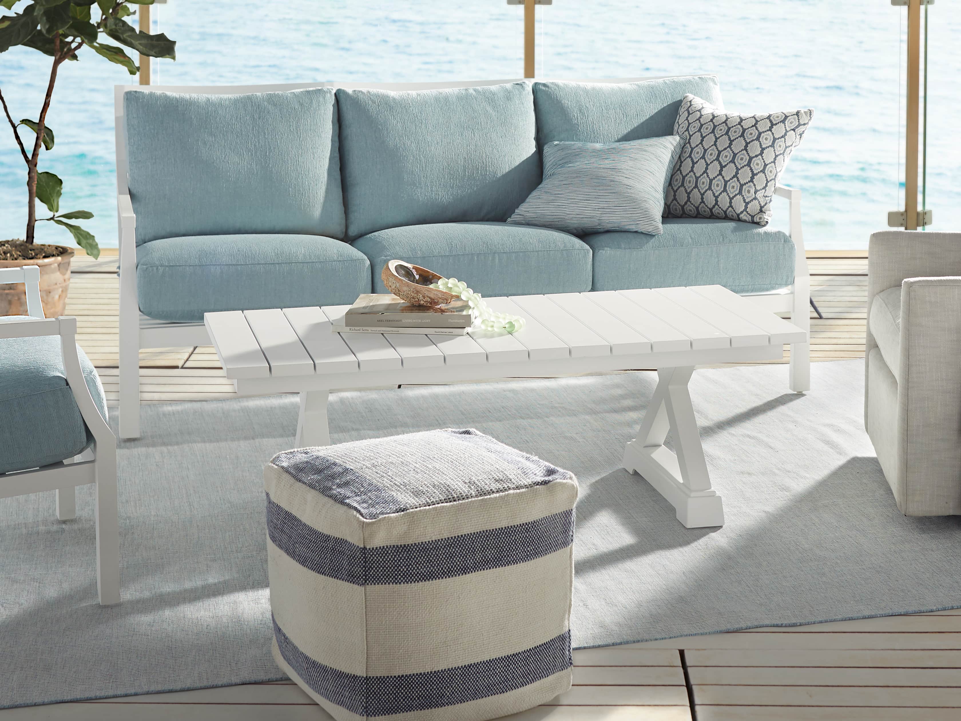 Montego Outdoor Coffee Table in Blanc, slide 5 of 5