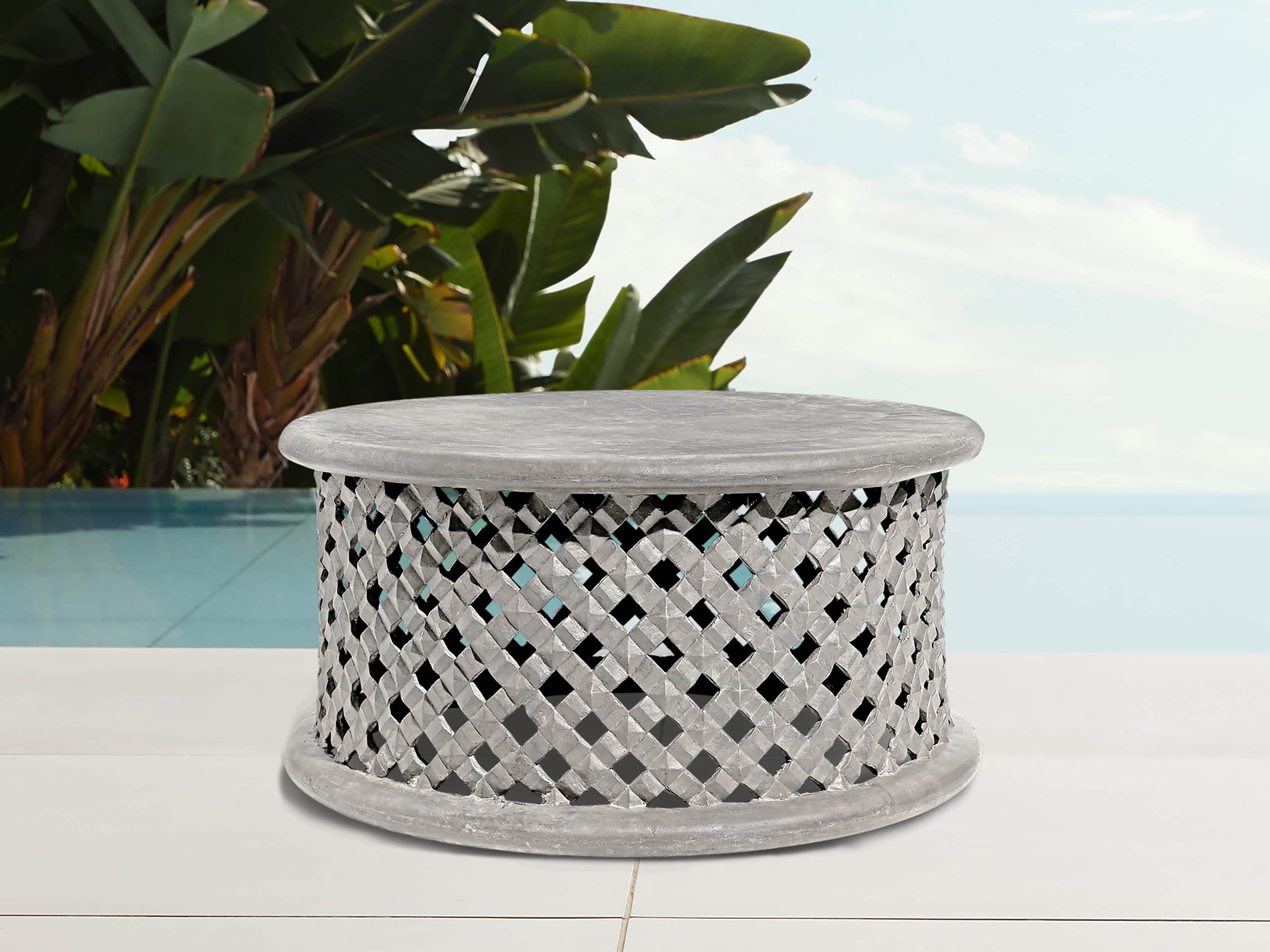Naples Outdoor 36" Coffee Table in Grey Fossil, slide 1 of 3