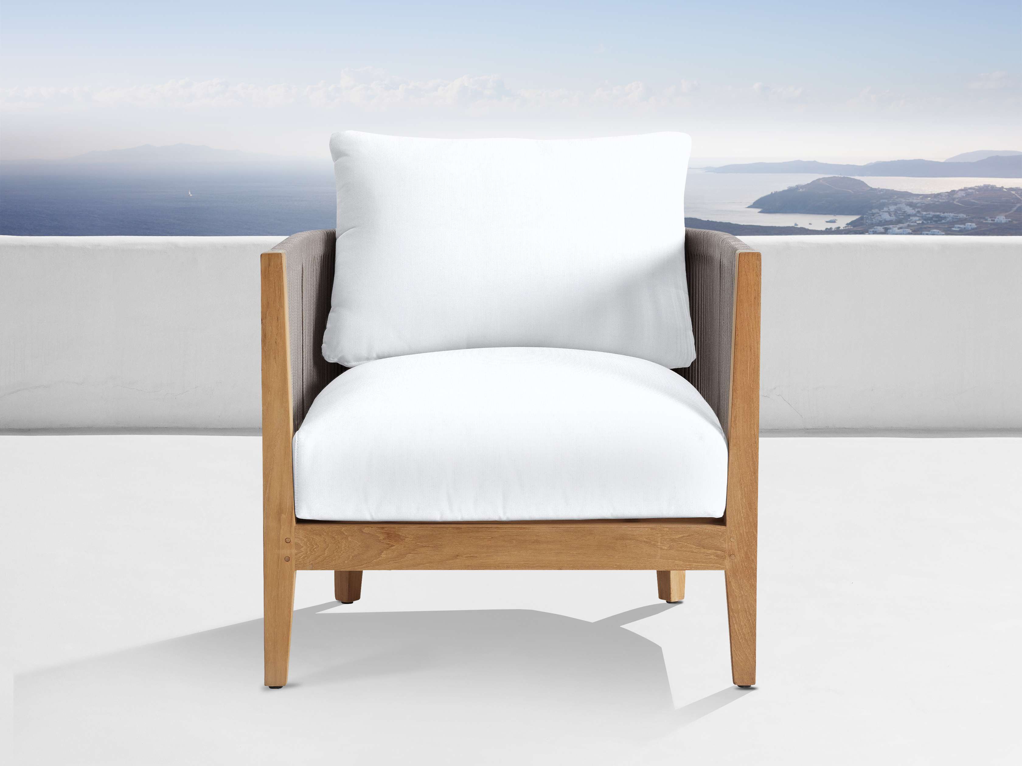 Shop Newport Outdoor Lounge Chair; QTY: 1; Color Any One of These: Maritime Snow, Ancona Linen, Shardai Zinc, Chic Linen, Granville Parchment from Arhaus on Openhaus