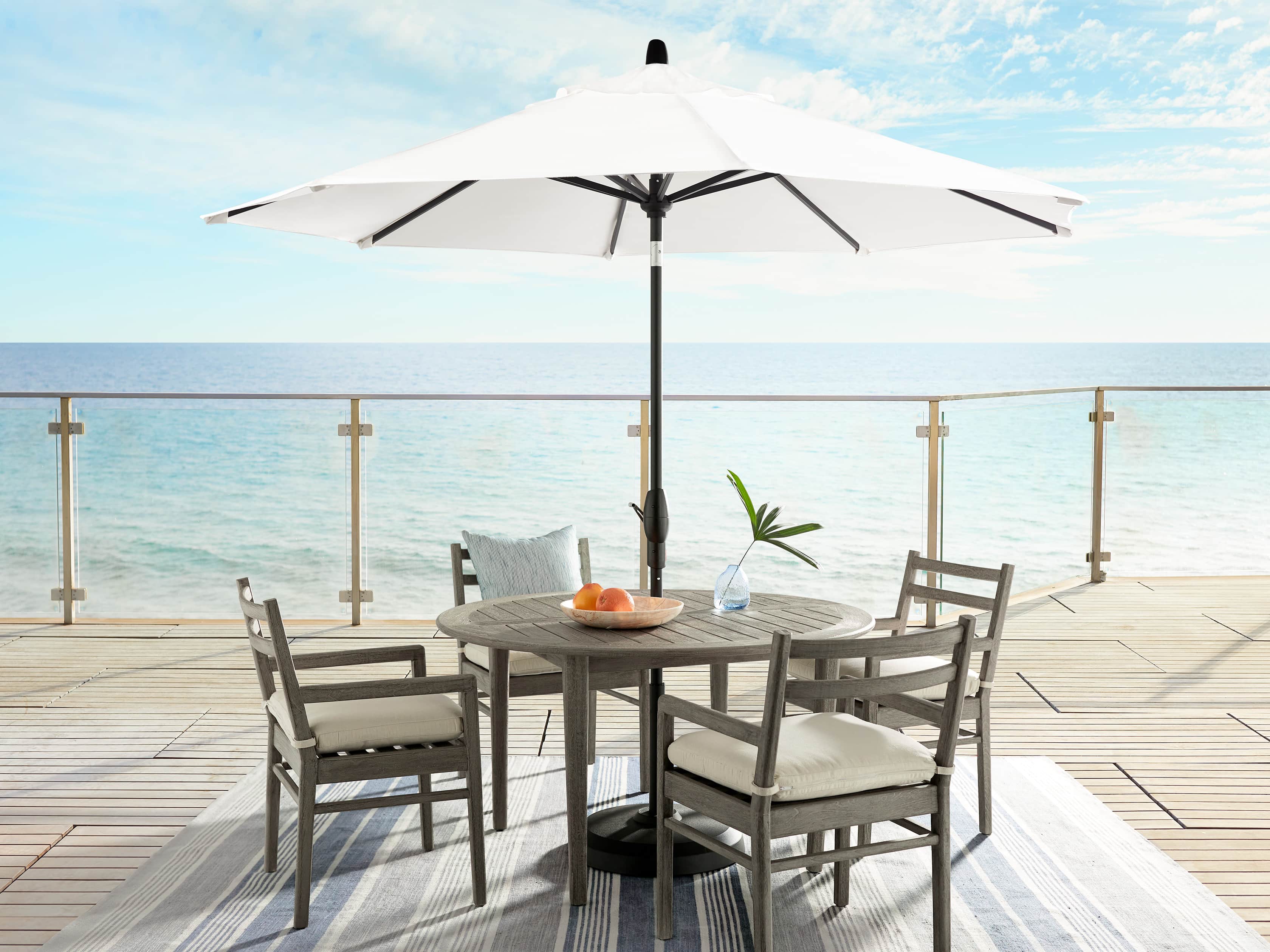 Outdoor 8' x 11' Octagon Umbrella in Canvas Natural, slide 1 of 7