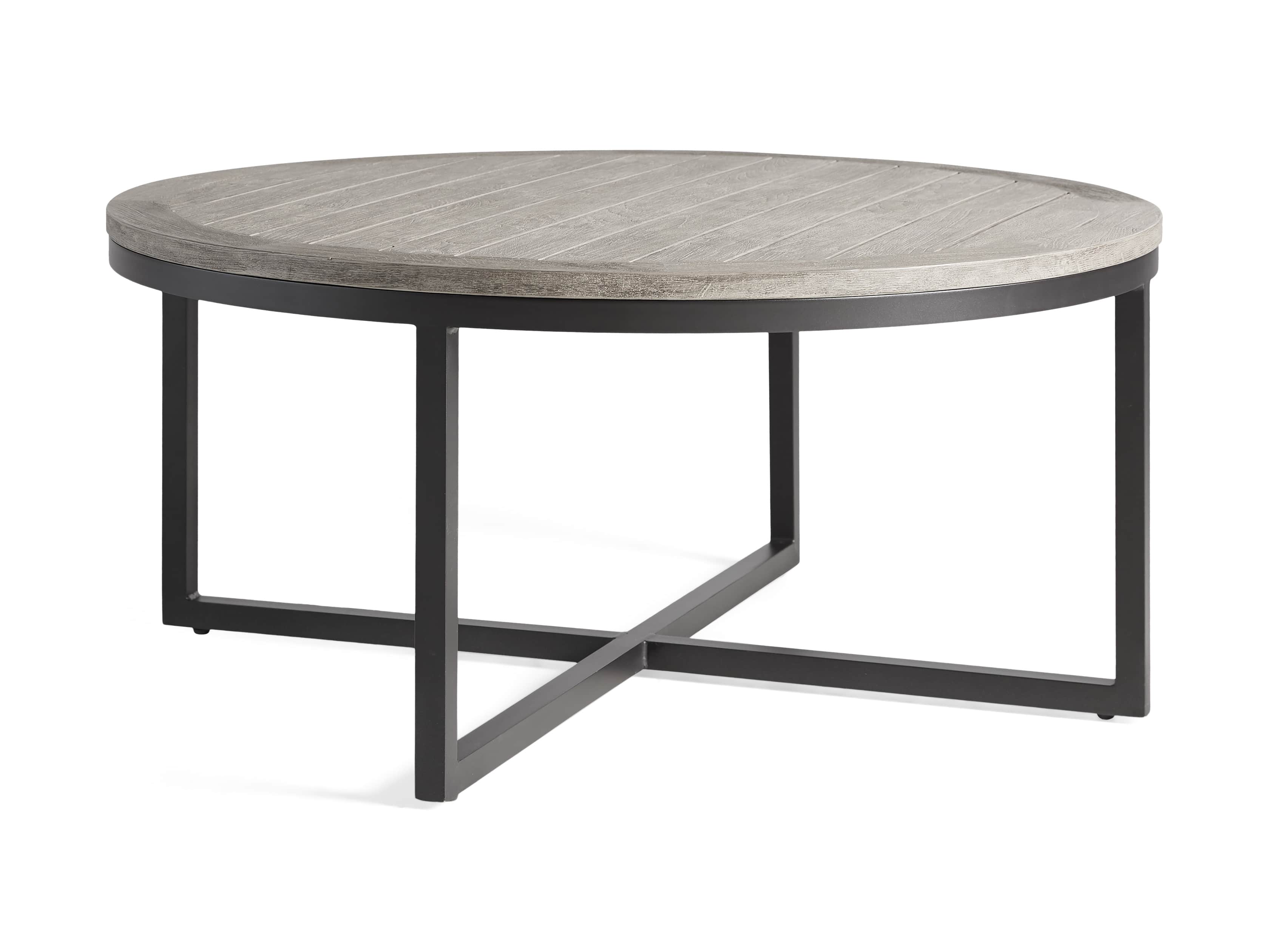 Palmer Outdoor Round Nesting Coffee Table in Driftwood Grey, slide 5 of 9