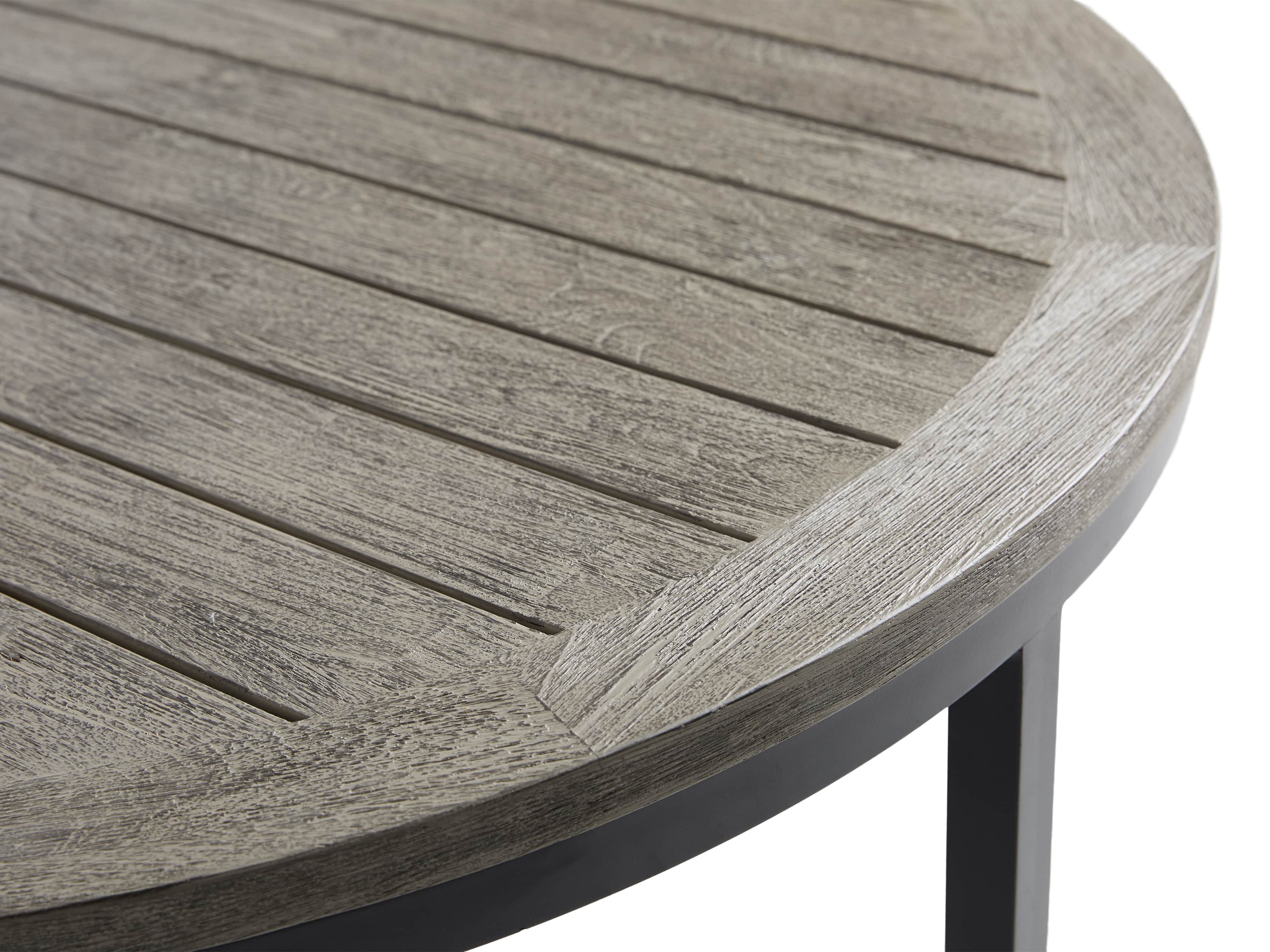 Palmer Outdoor Round Nesting Coffee Table in Driftwood Grey, slide 7 of 9