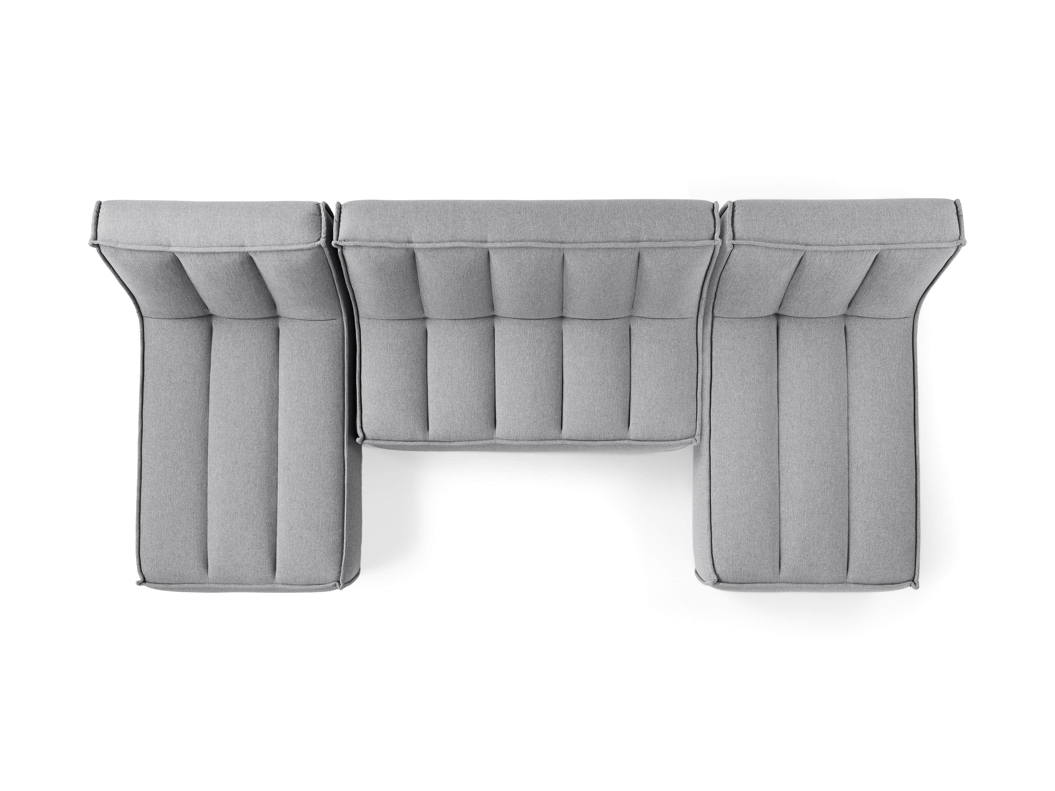 Porto Outdoor Upholstered 132" Three Piece Double Chaise Sectional in Southend Grey, slide 4 of 6