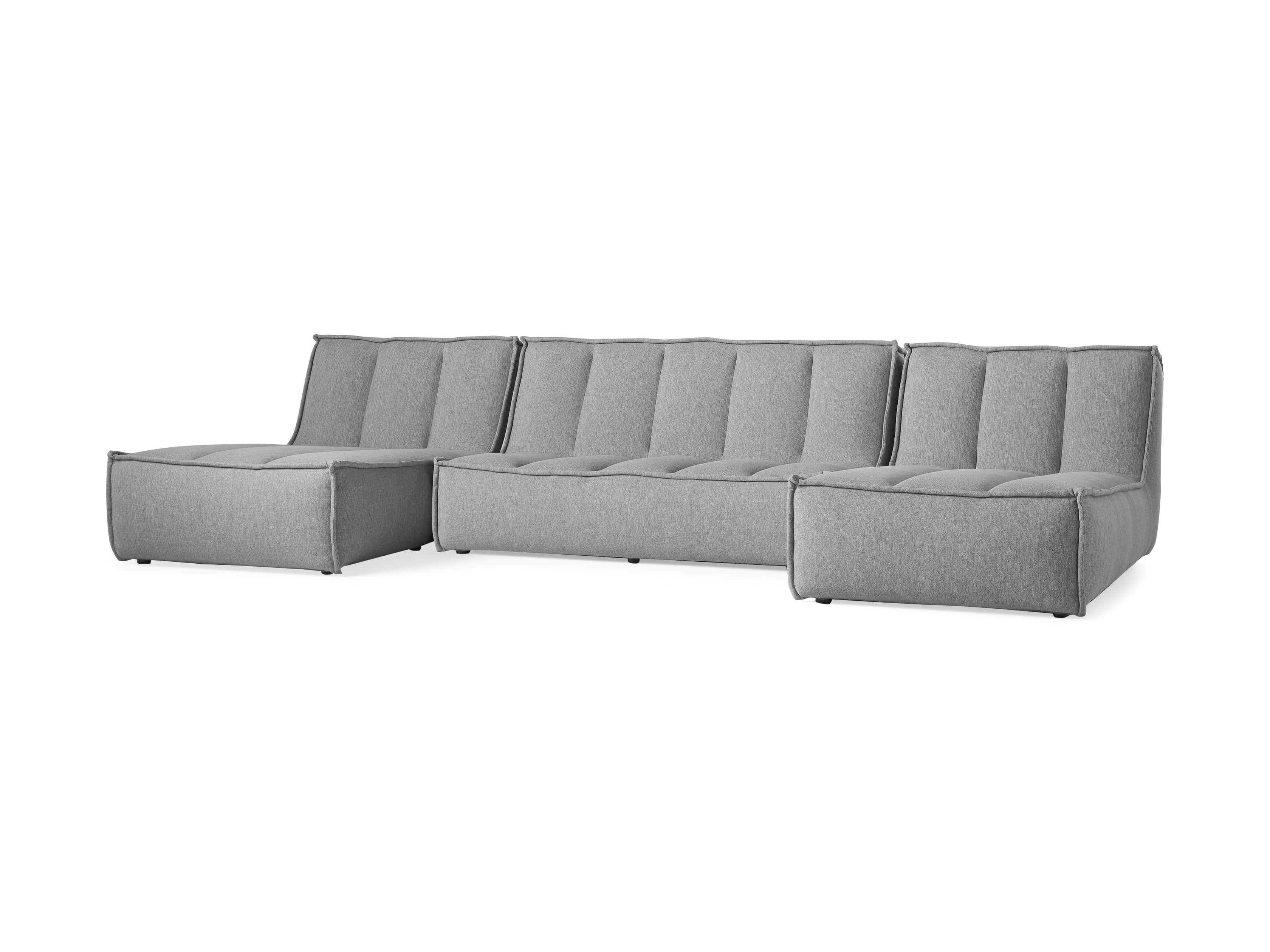 Porto Outdoor Upholstered 132" Three Piece Double Chaise Sectional in Southend Grey, slide 3 of 6