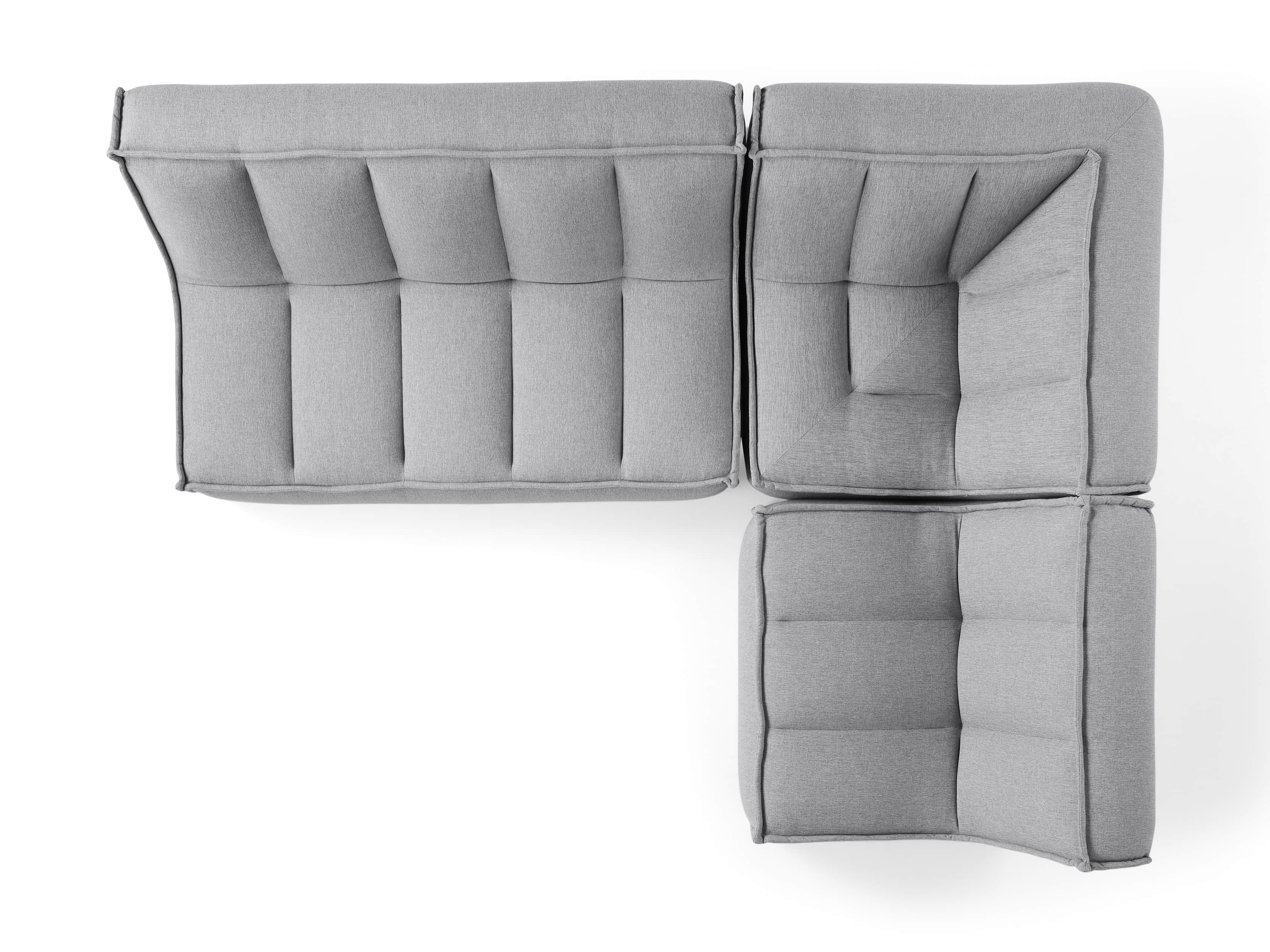 Porto Outdoor Upholstered 99" Three Piece L Sectional in Southend Grey, slide 5 of 7