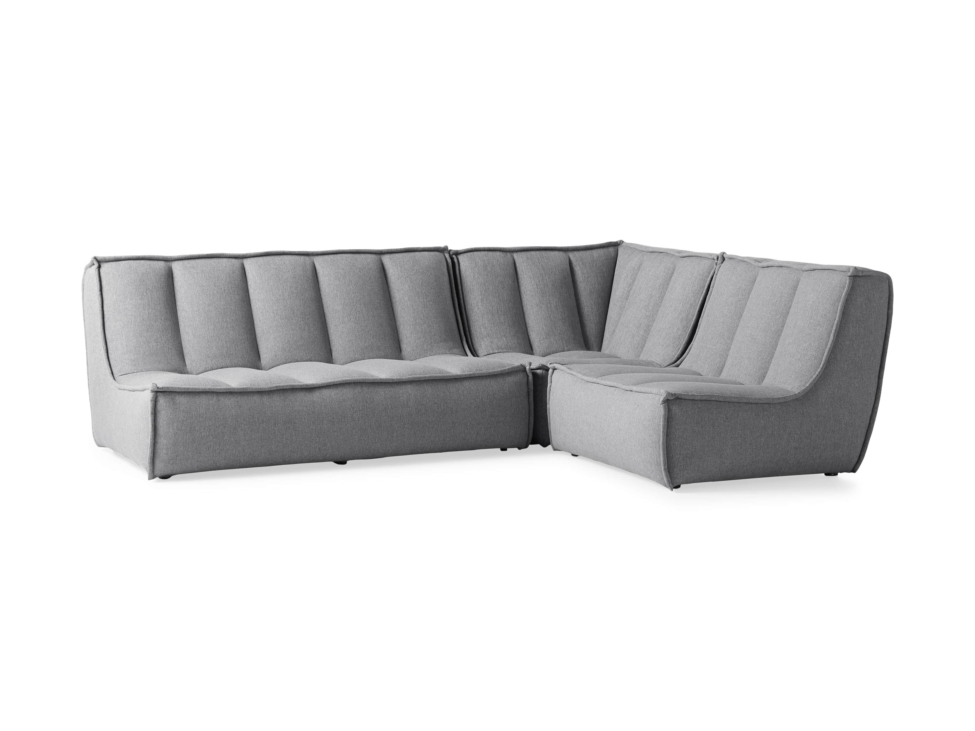 Porto Outdoor Upholstered 99" Three Piece L Sectional in Southend Grey, slide 3 of 7