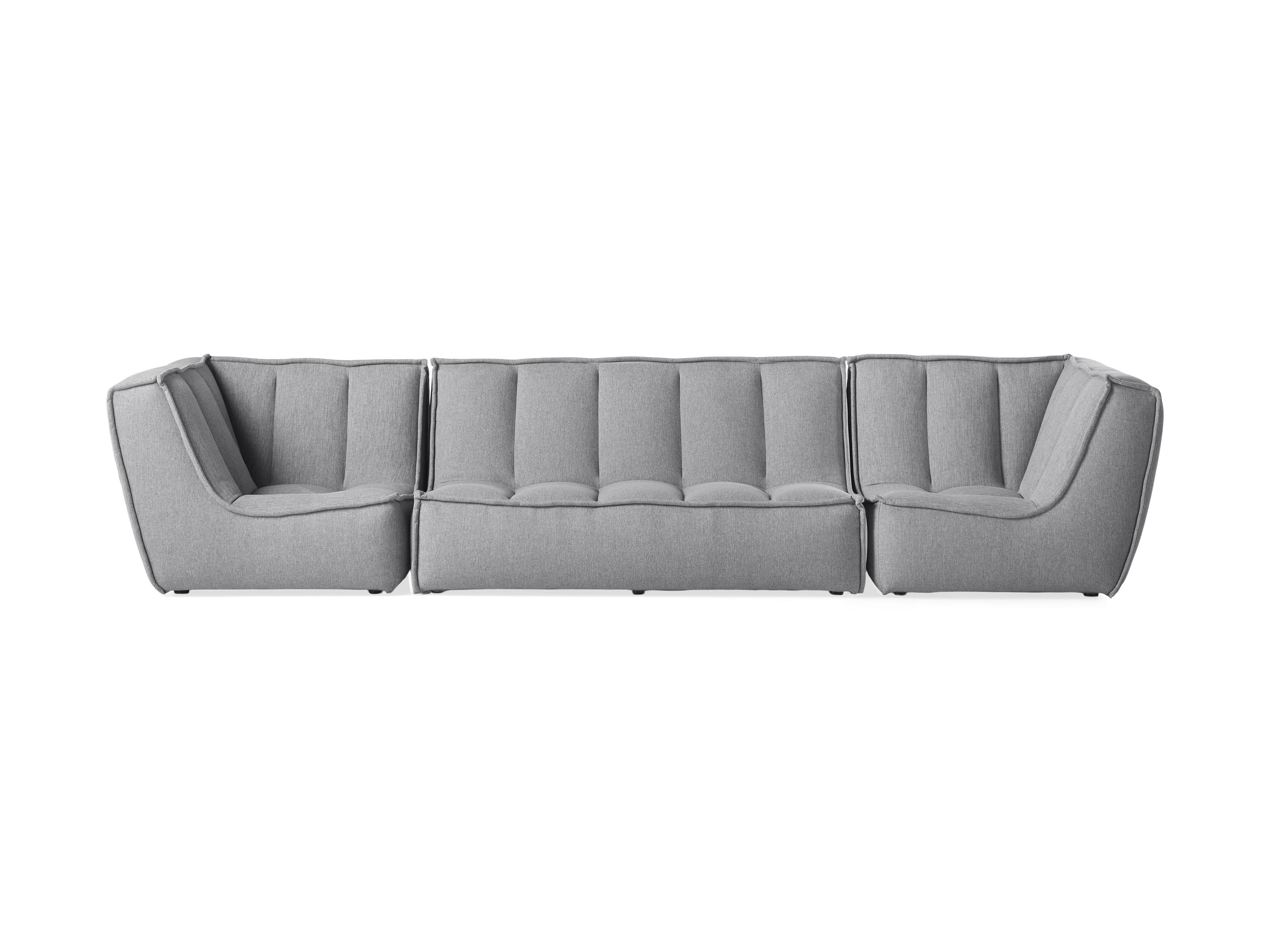 Porto Outdoor Upholstered 138" Three Piece Sectional in Southend Grey, slide 2 of 7