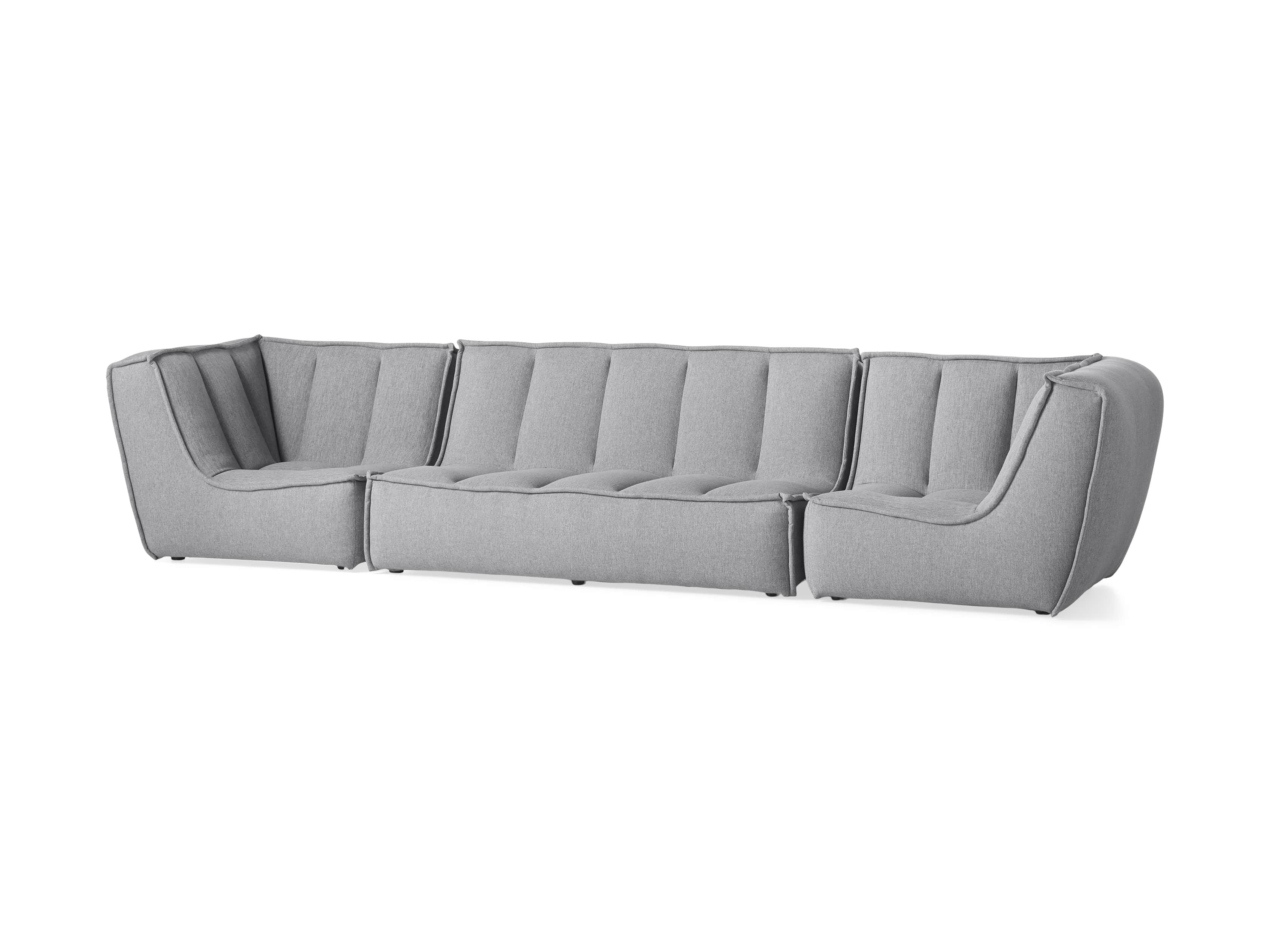 Porto Outdoor Upholstered 138" Three Piece Sectional in Southend Grey, slide 3 of 7