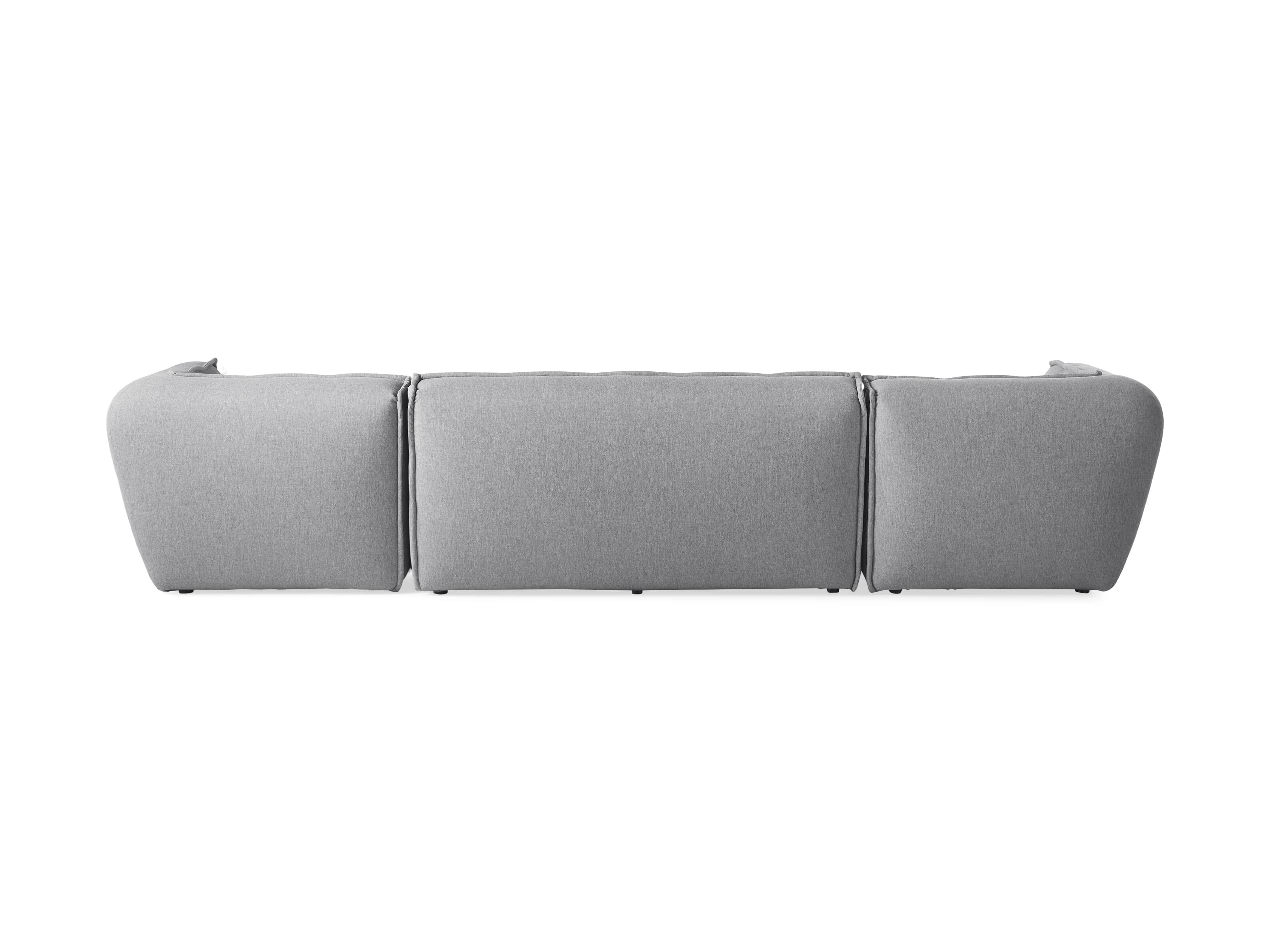 Porto Outdoor Upholstered 138" Three Piece Sectional in Southend Grey, slide 4 of 7