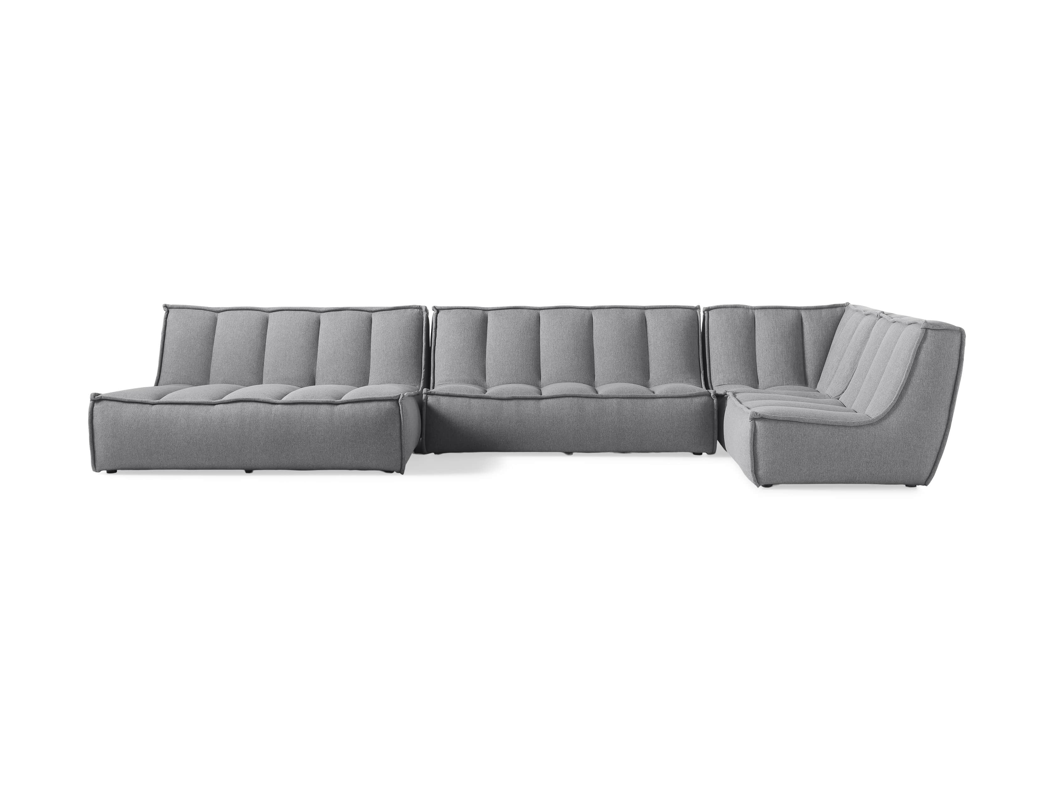 Porto Outdoor Upholstered 159" Four Piece Double Chaise Sectional in Southend Grey, slide 2 of 7