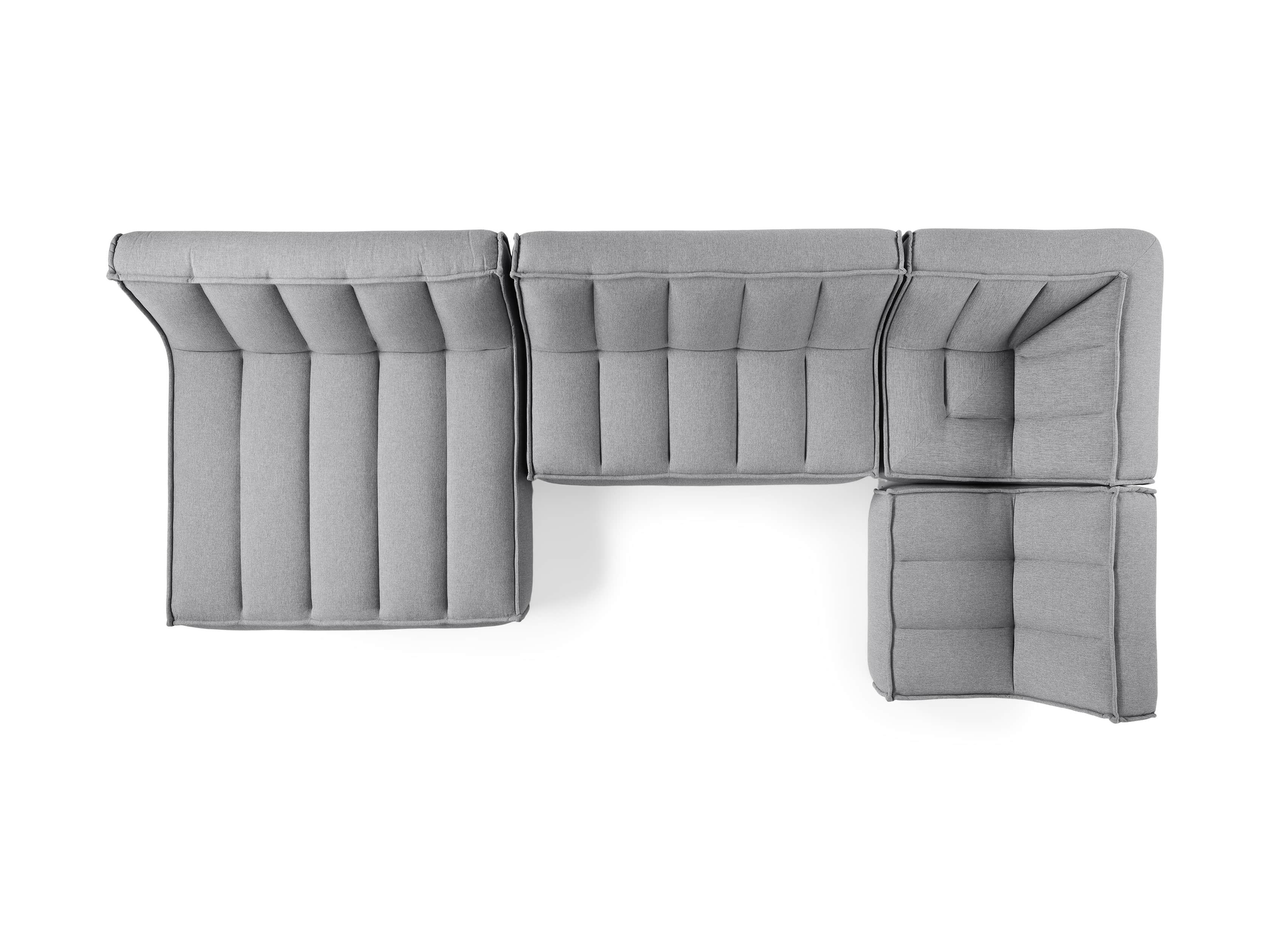 Porto Outdoor Upholstered 159" Four Piece Double Chaise Sectional in Southend Grey, slide 5 of 7