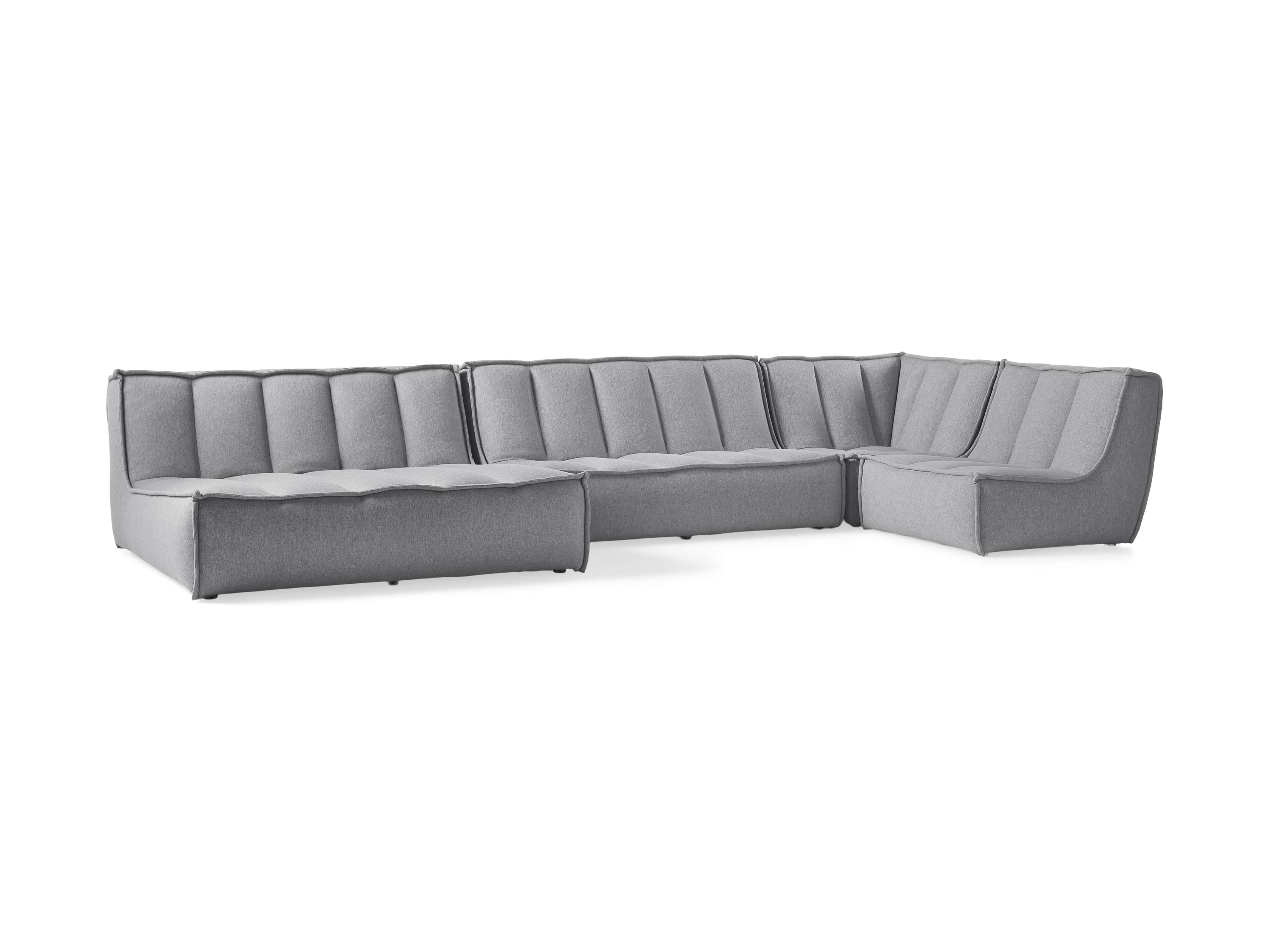 Porto Outdoor Upholstered 159" Four Piece Double Chaise Sectional in Southend Grey, slide 3 of 7