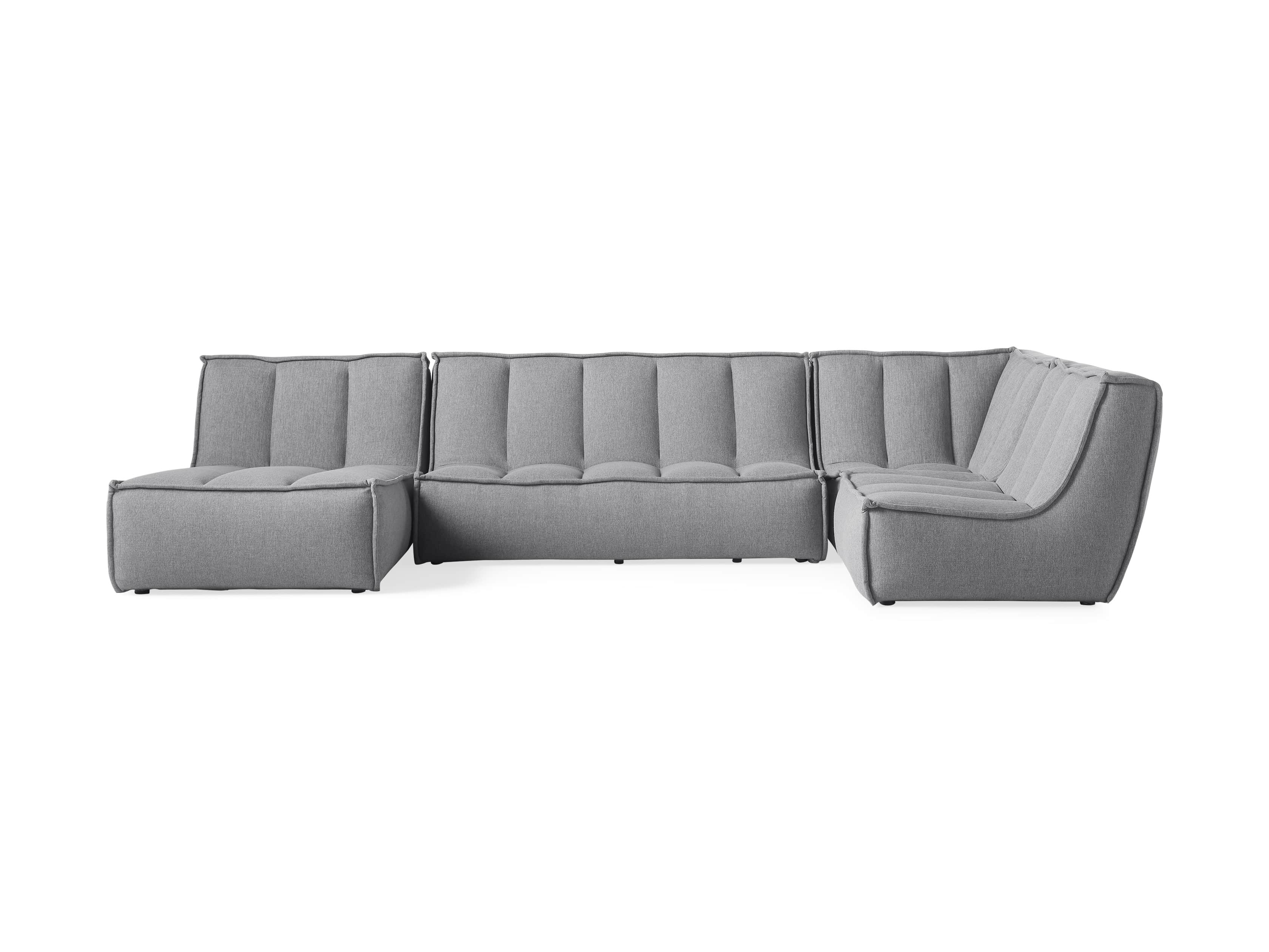 Porto Outdoor Upholstered 135" Four Piece Sectional in Southend Grey, slide 3 of 8