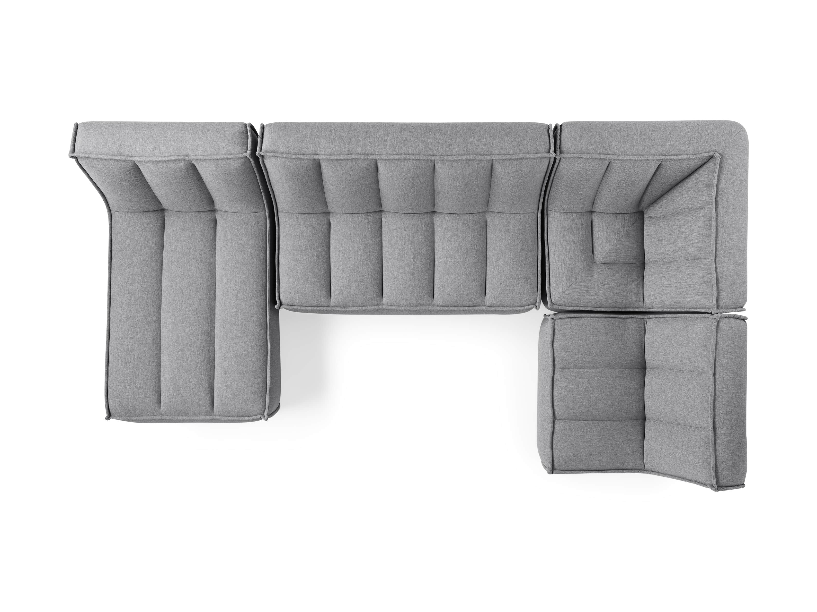 Porto Outdoor Upholstered 135" Four Piece Sectional in Southend Grey, slide 6 of 8