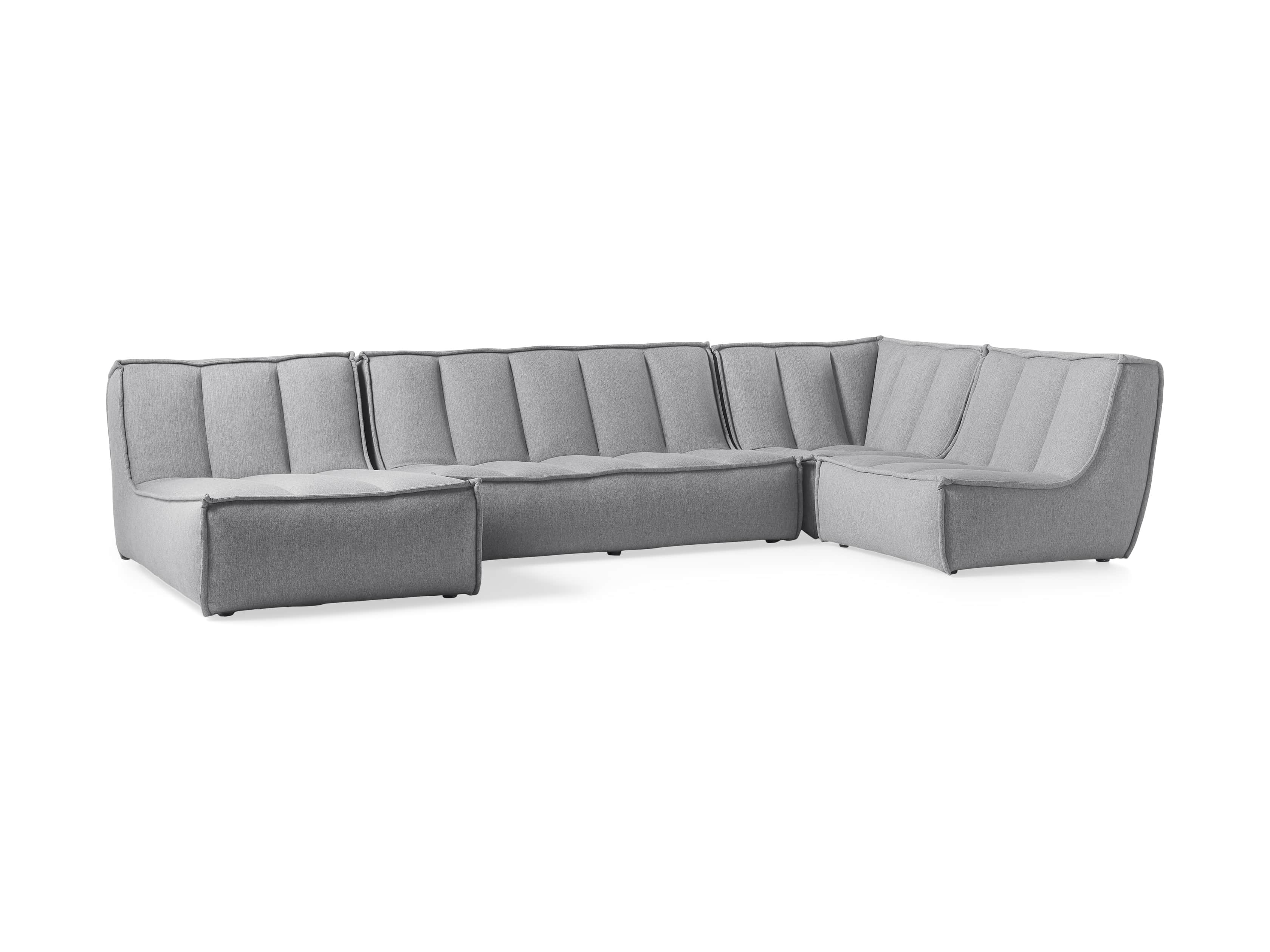 Porto Outdoor Upholstered 135" Four Piece Sectional in Southend Grey, slide 4 of 8