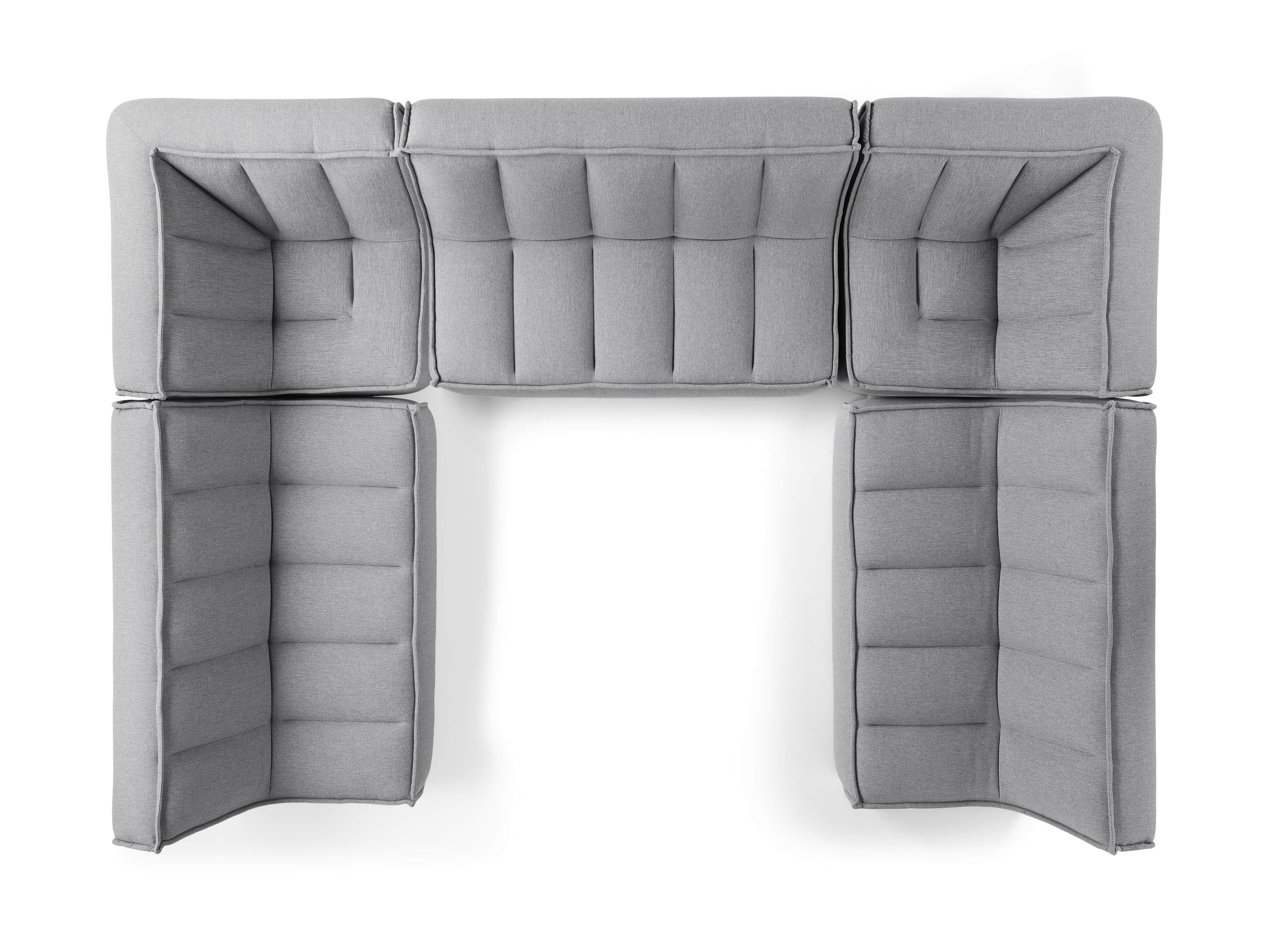 Porto Outdoor Upholstered 138" Five Piece Sectional in Southend Grey, slide 5 of 6
