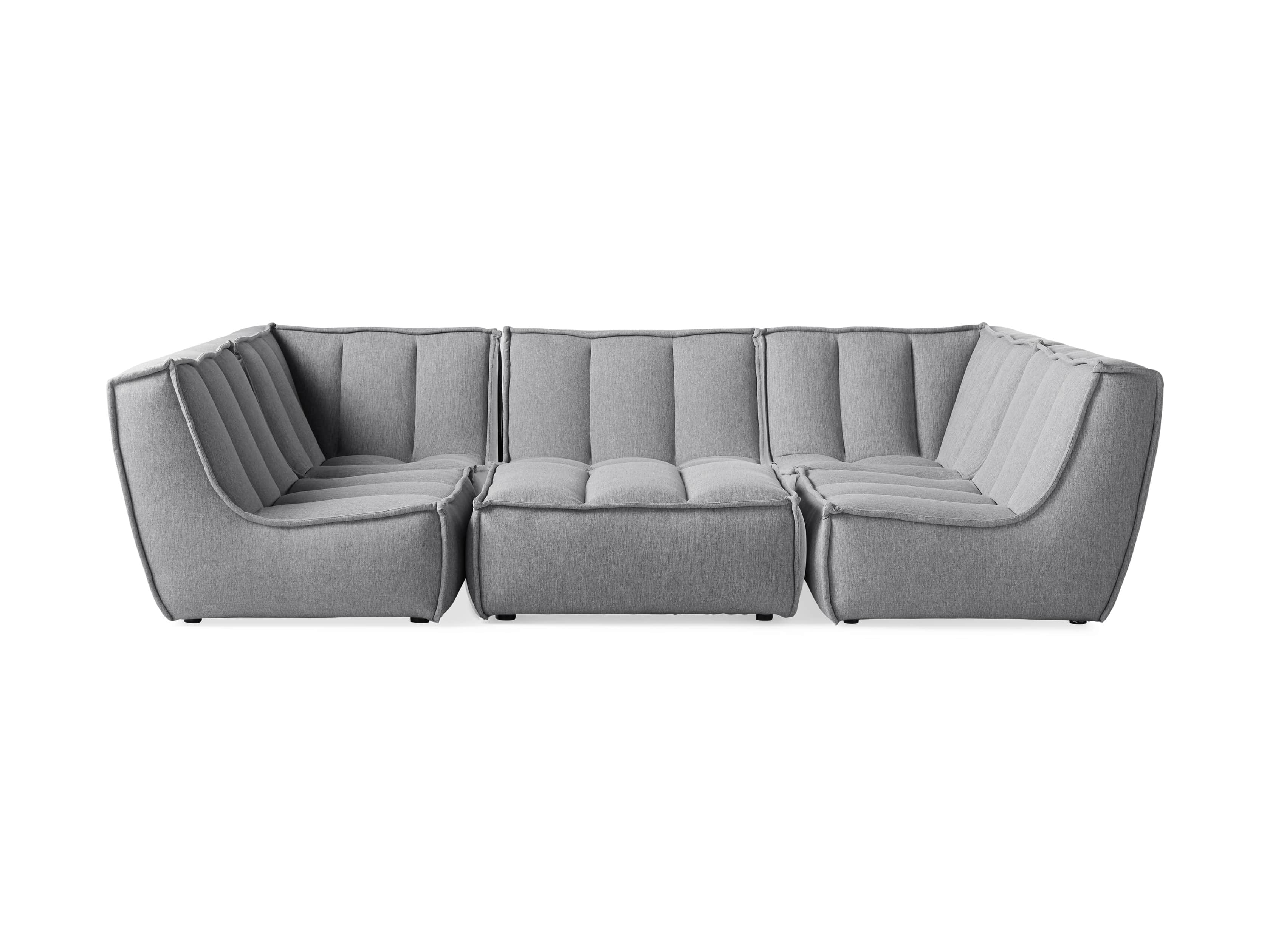 Porto Outdoor Upholstered 114" Six Piece Sectional in Southend Grey, slide 2 of 6