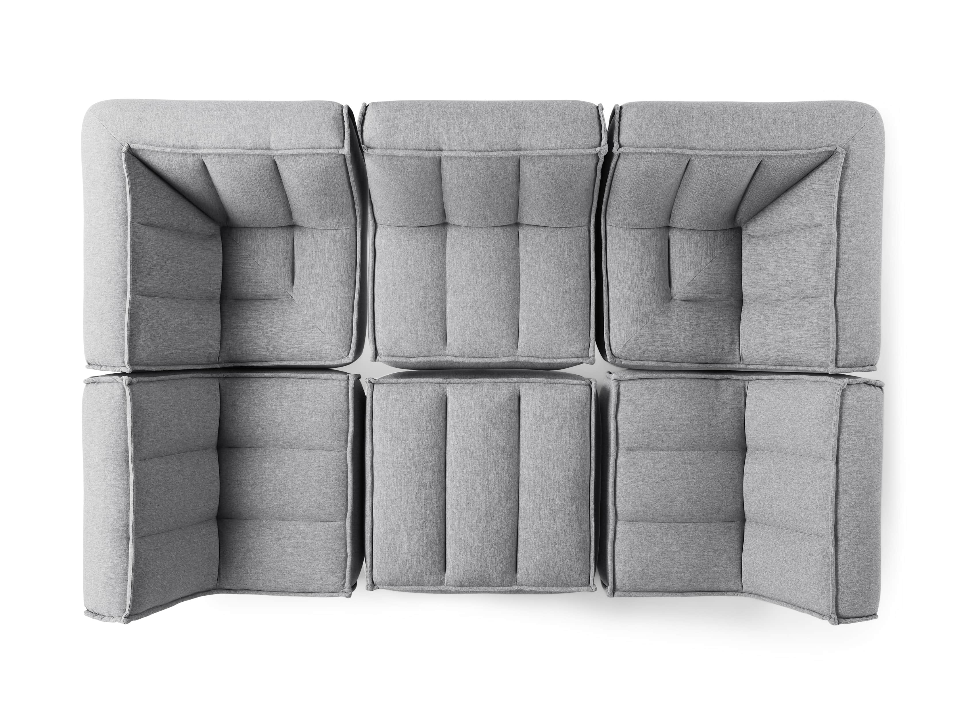 Porto Outdoor Upholstered 114" Six Piece Sectional in Southend Grey, slide 4 of 6