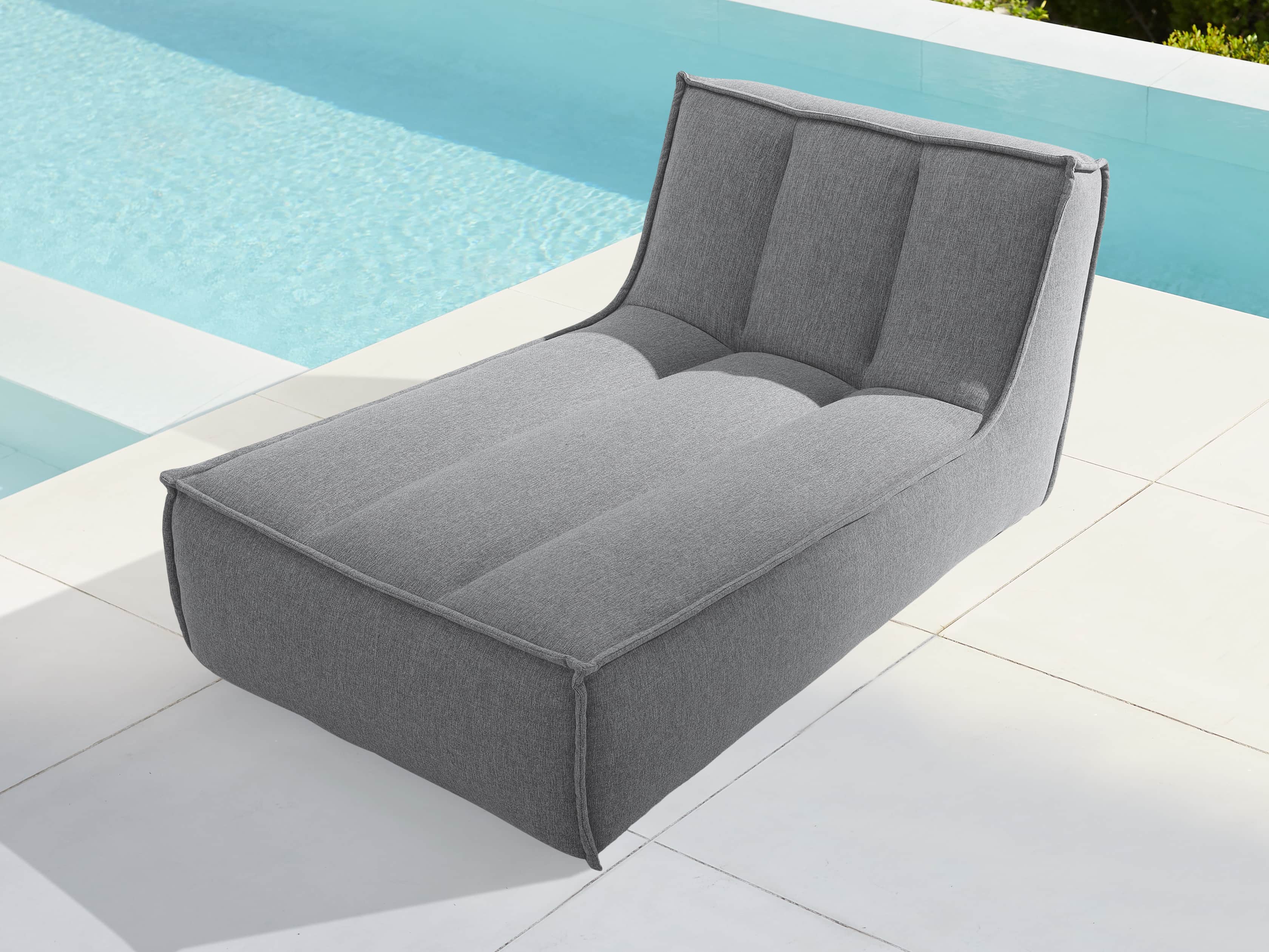 Porto Outdoor Upholstered 36" Chaise in Southend Grey, slide 2 of 7