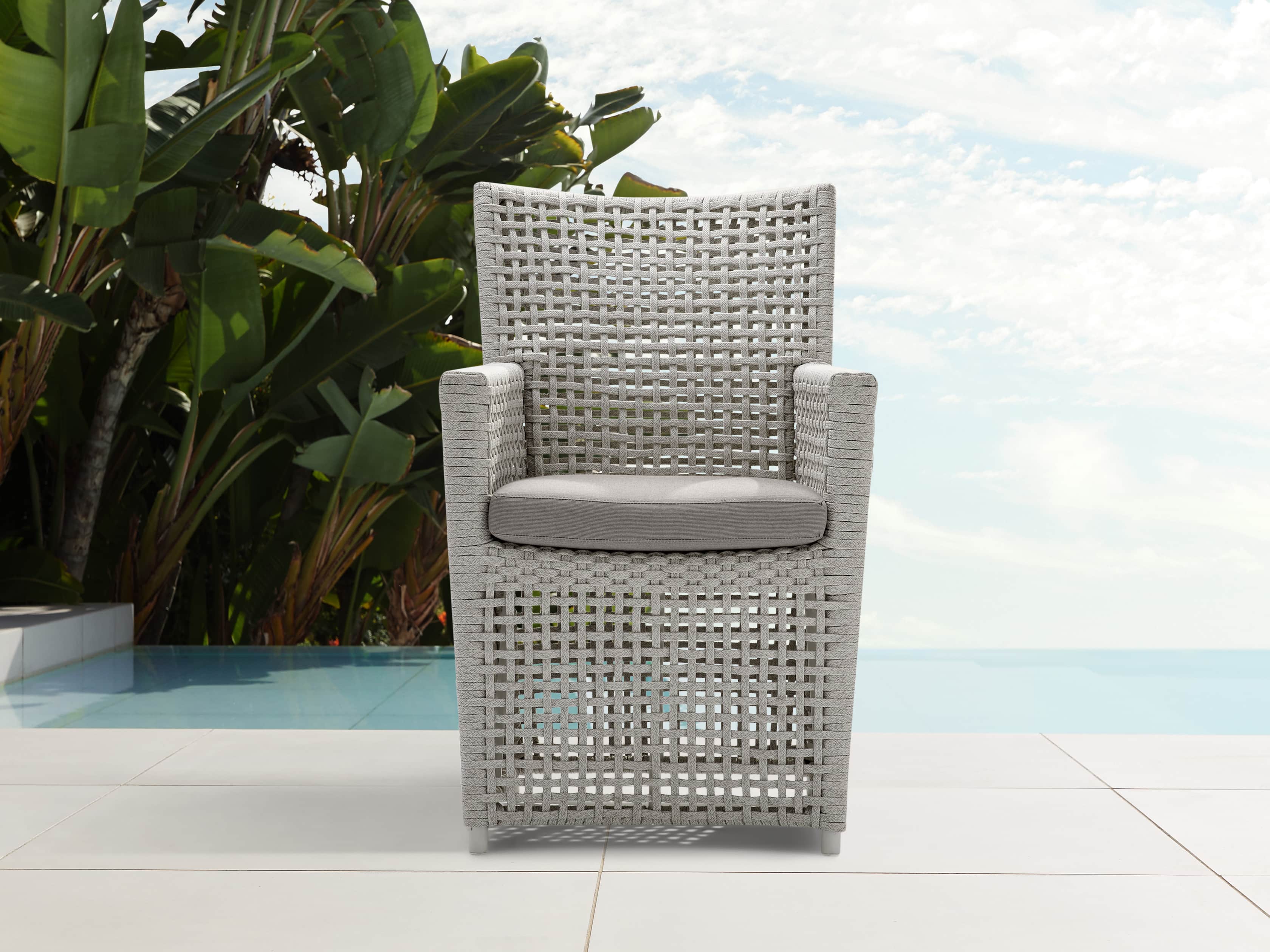 Schoonover Outdoor Dining Arm Chair in White