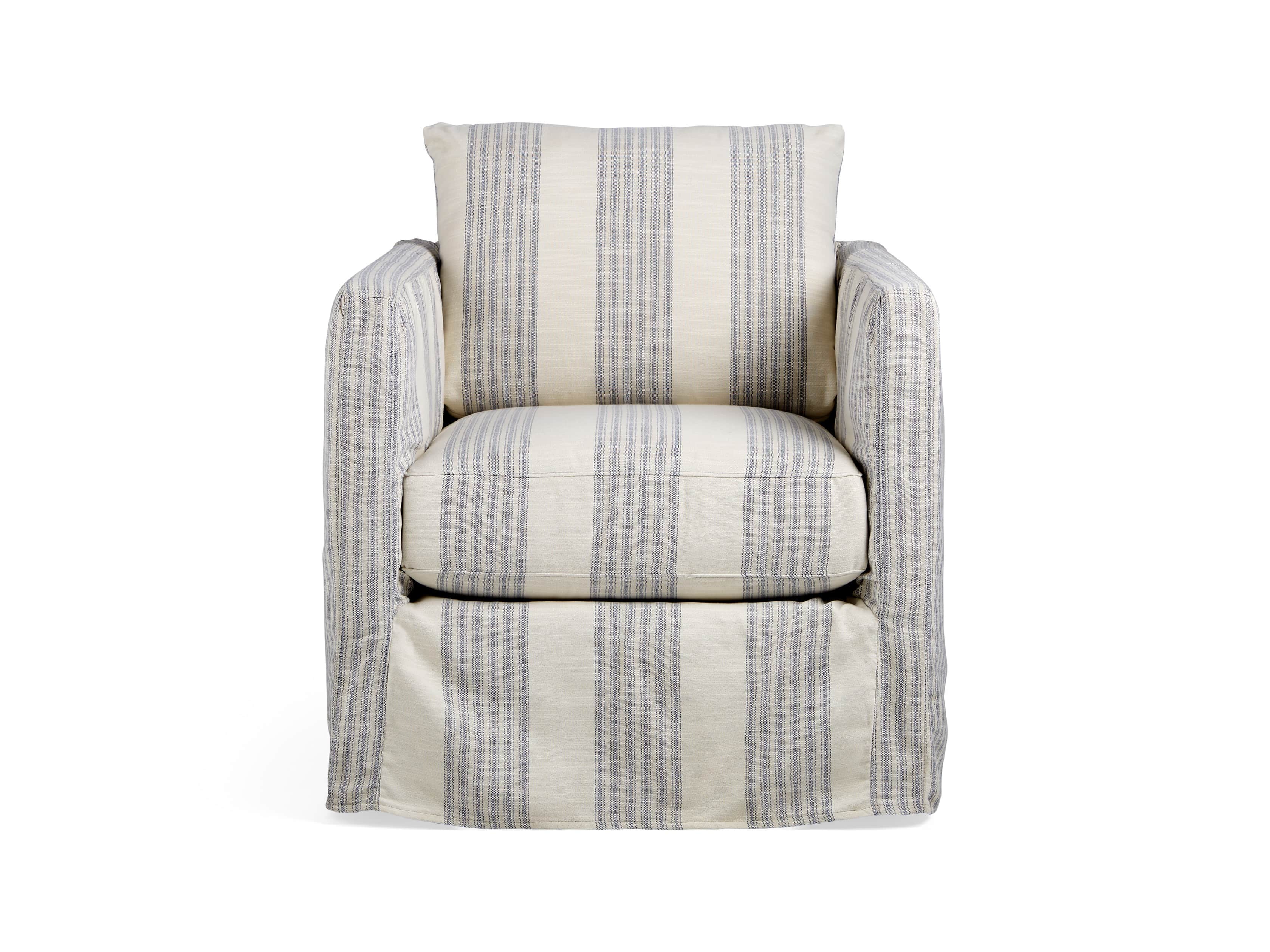 Spinnaker Outdoor 32" Slipcovered Swivel Chair in Surrey Blue