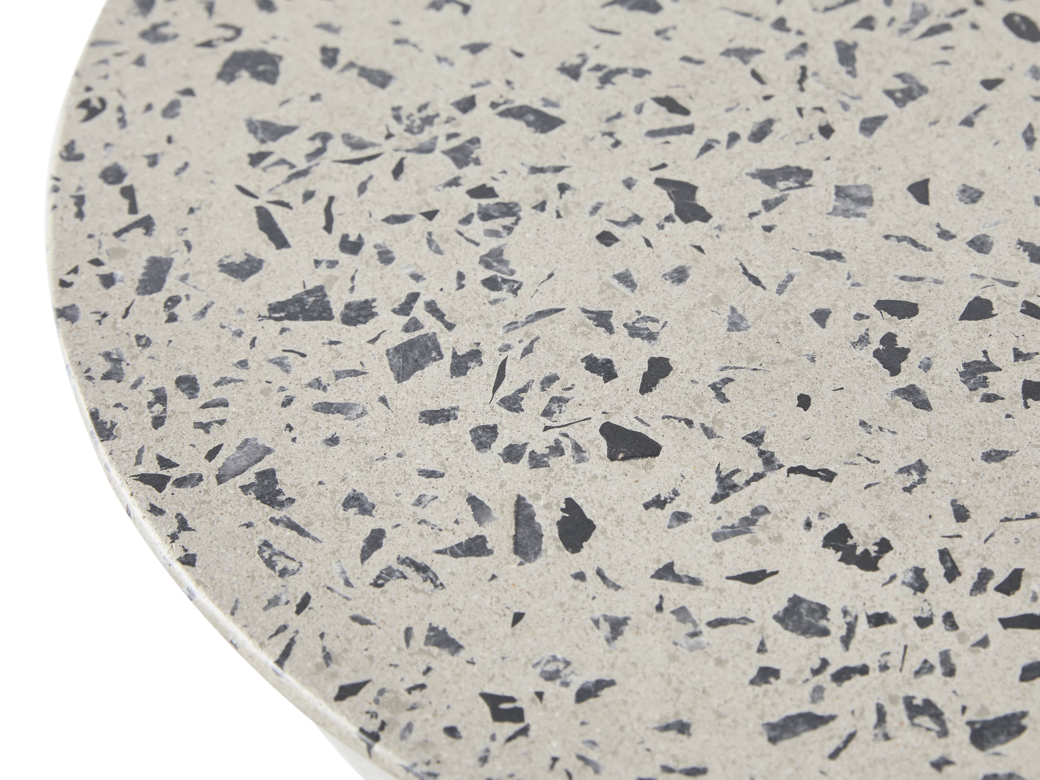 Terrazzo Stool Outdoor 14.5" Stone End Table in Grey/black Terrazzo, slide 5 of 5