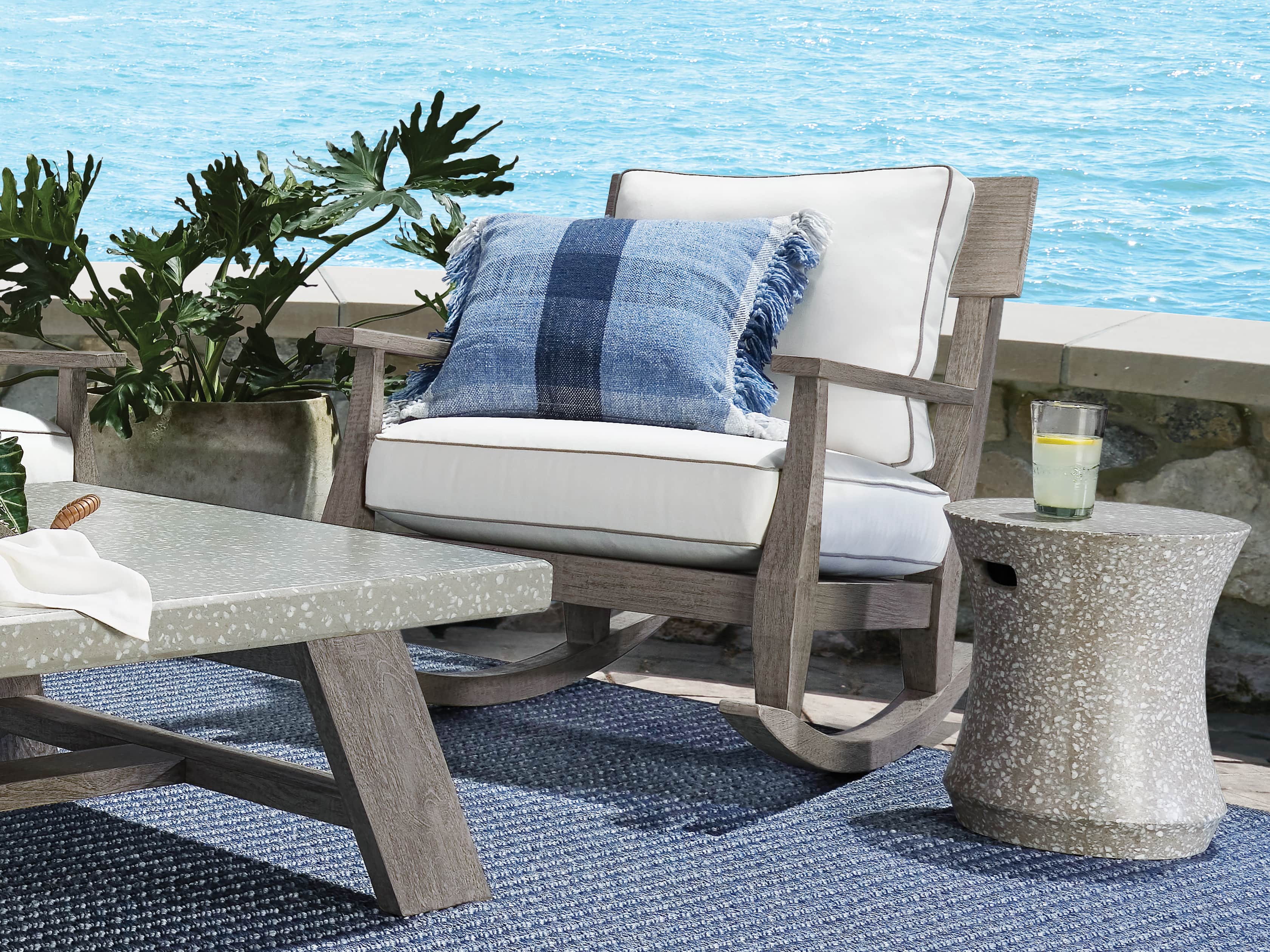 Terrazzo Stool Outdoor 14.5" Stone End Table in Grey/white Terrazzo, slide 7 of 7