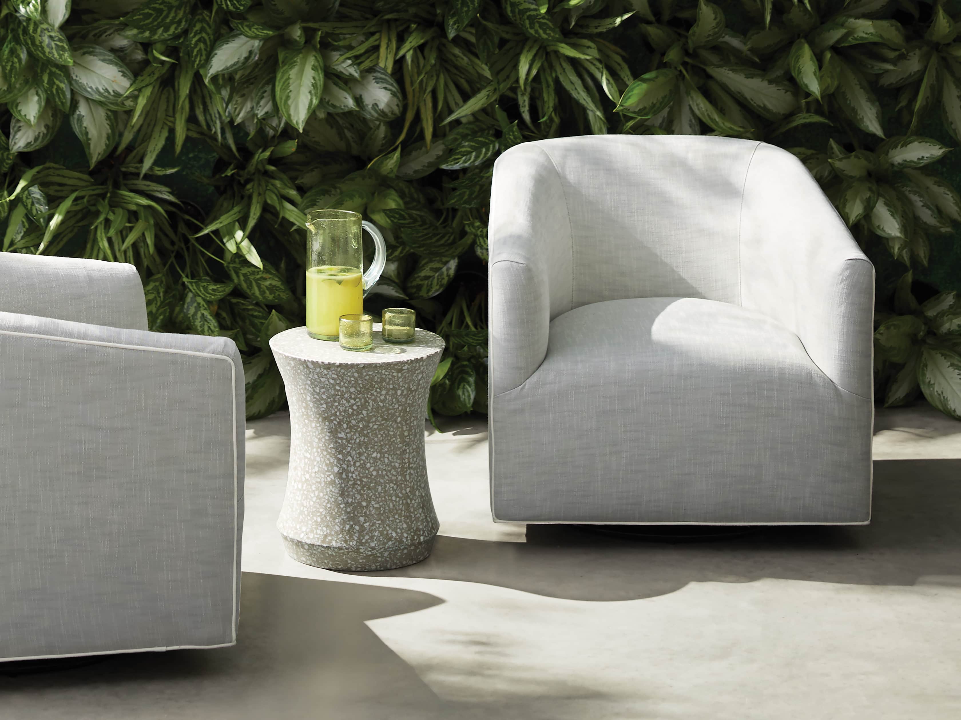 Terrazzo Stool Outdoor 14.5" Stone End Table in Grey/white Terrazzo, slide 6 of 7