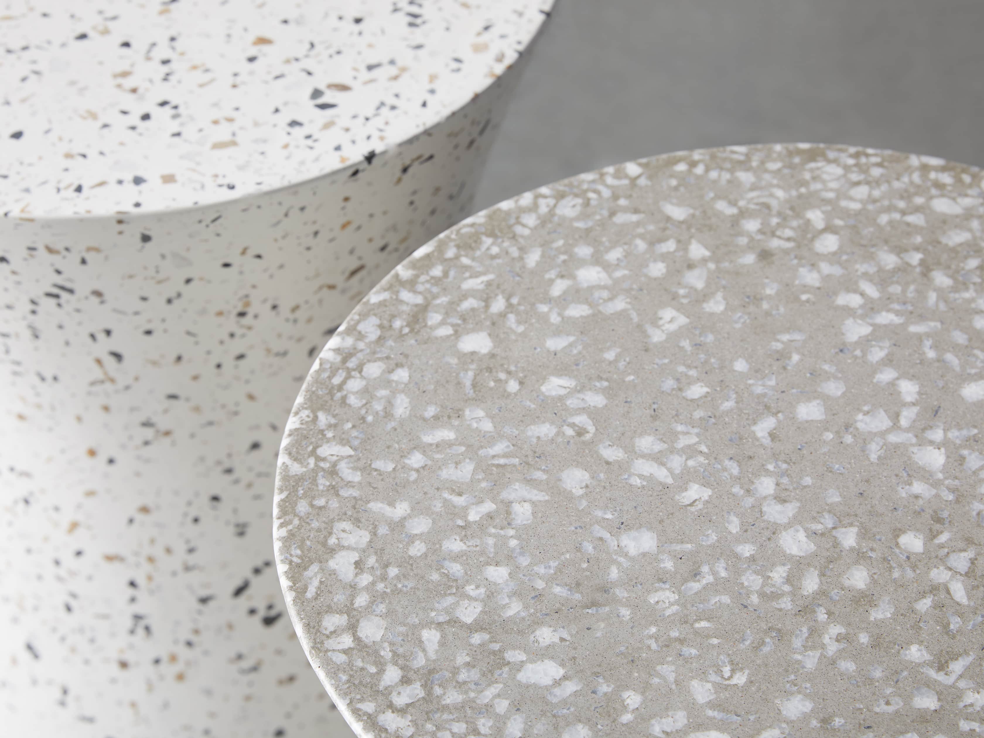 Terrazzo Stool Outdoor 14.5" Stone End Table in Grey/white Terrazzo, slide 5 of 7