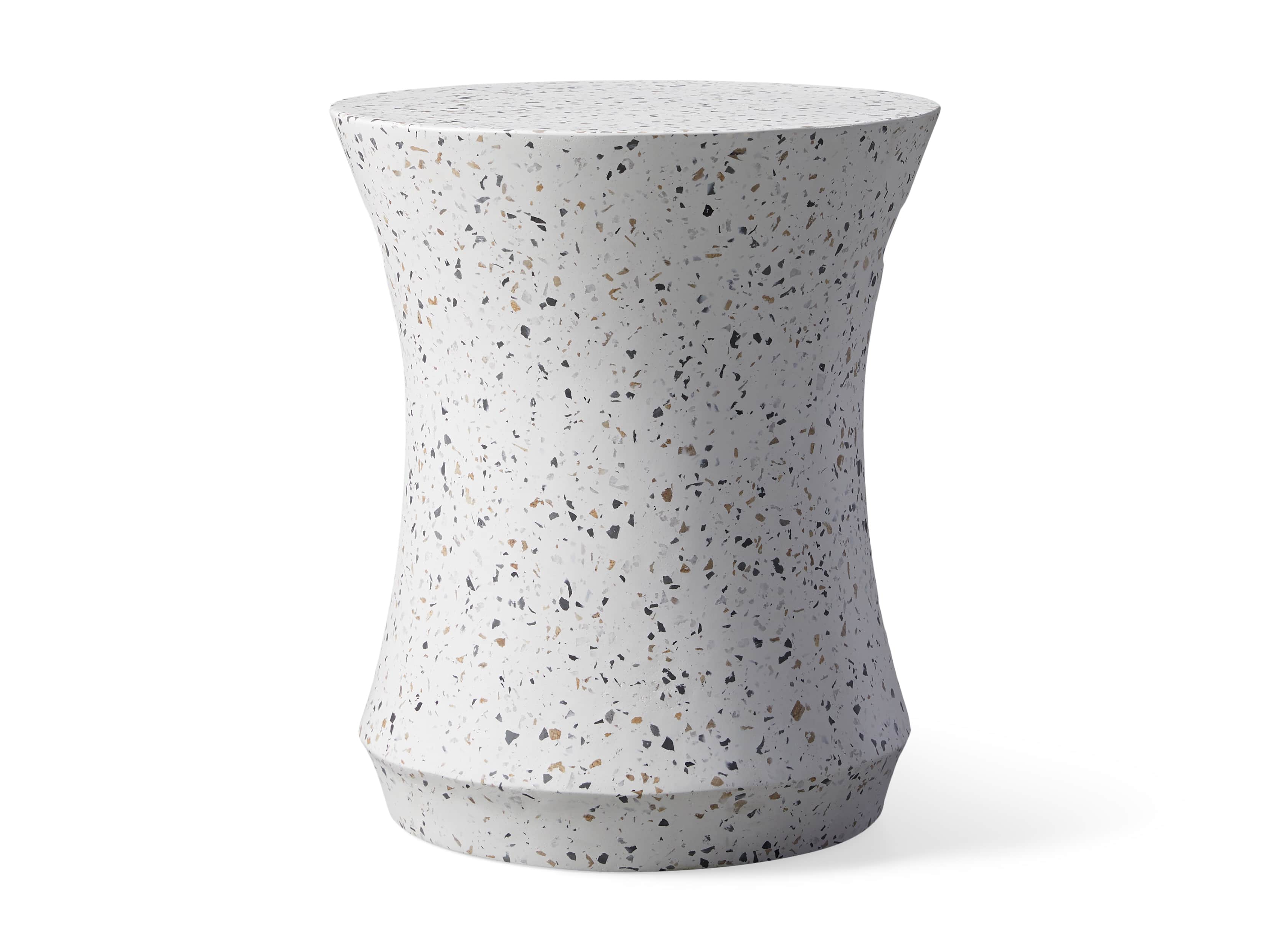 Terrazzo Stool Outdoor 14.5" Stone End Table in Rocky Beach Terrazzo, slide 2 of 5