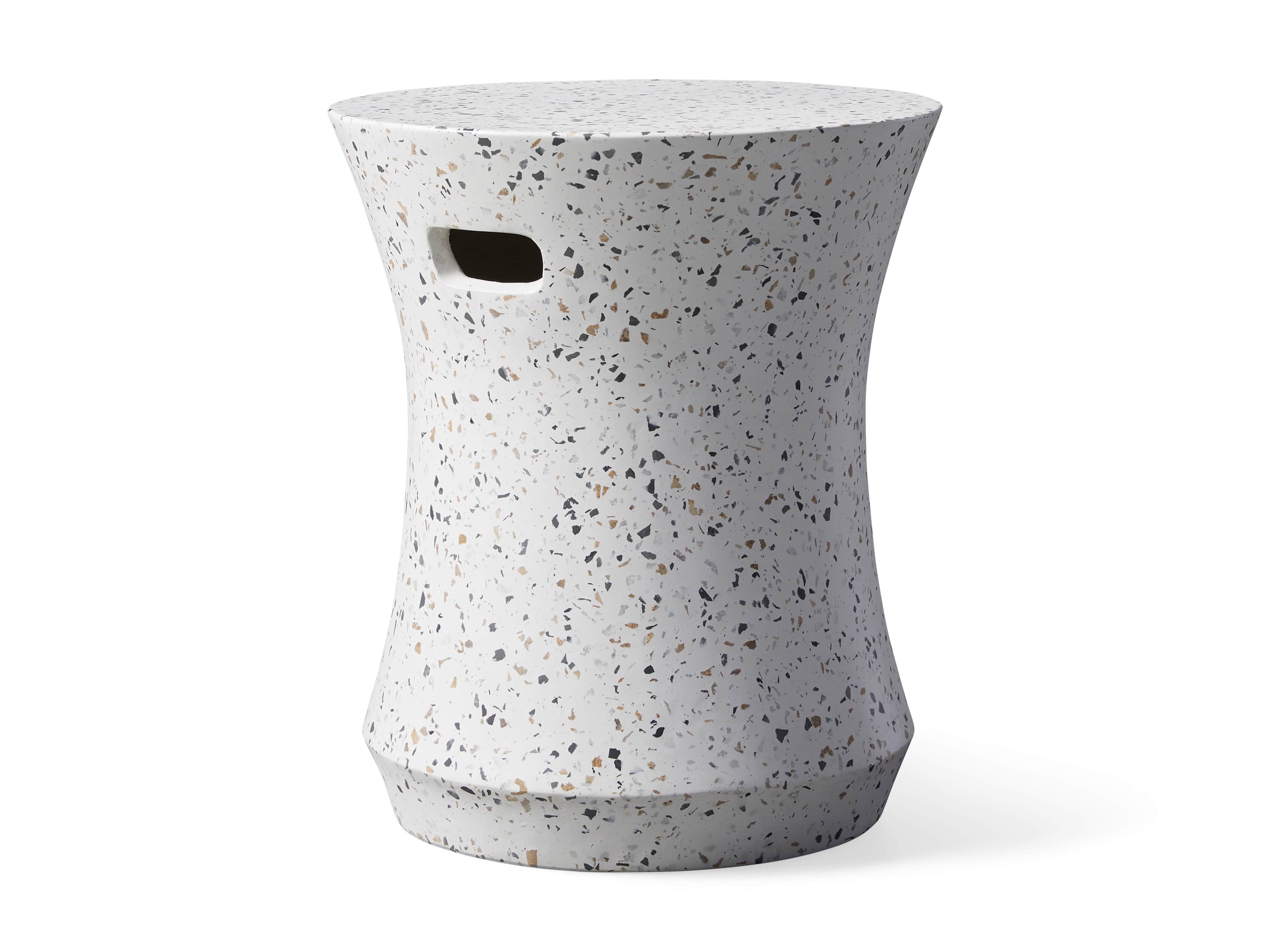 Terrazzo Stool Outdoor 14.5" Stone End Table in Rocky Beach Terrazzo, slide 3 of 5