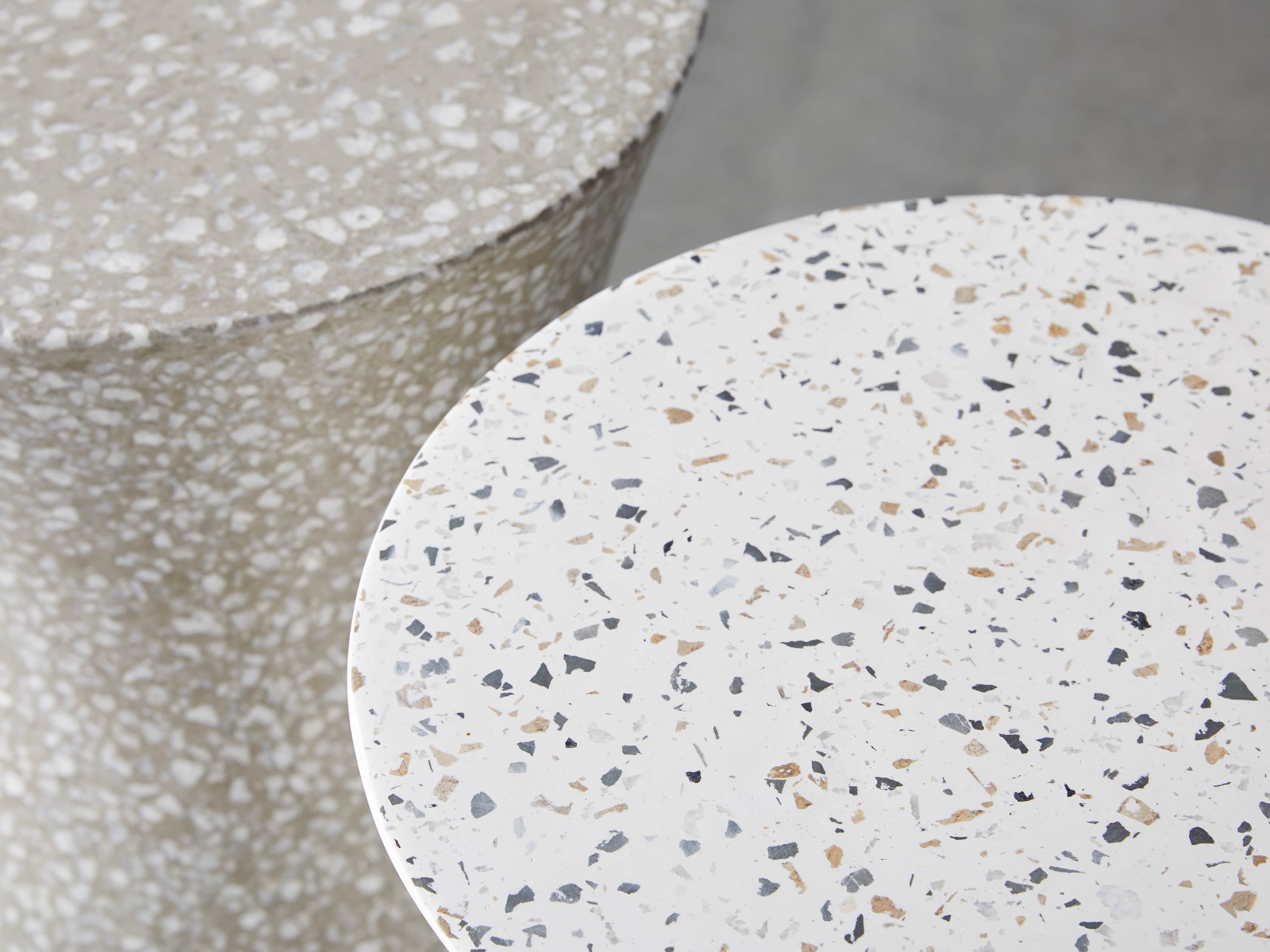 Terrazzo Stool Outdoor 14.5" Stone End Table in Rocky Beach Terrazzo, slide 4 of 5