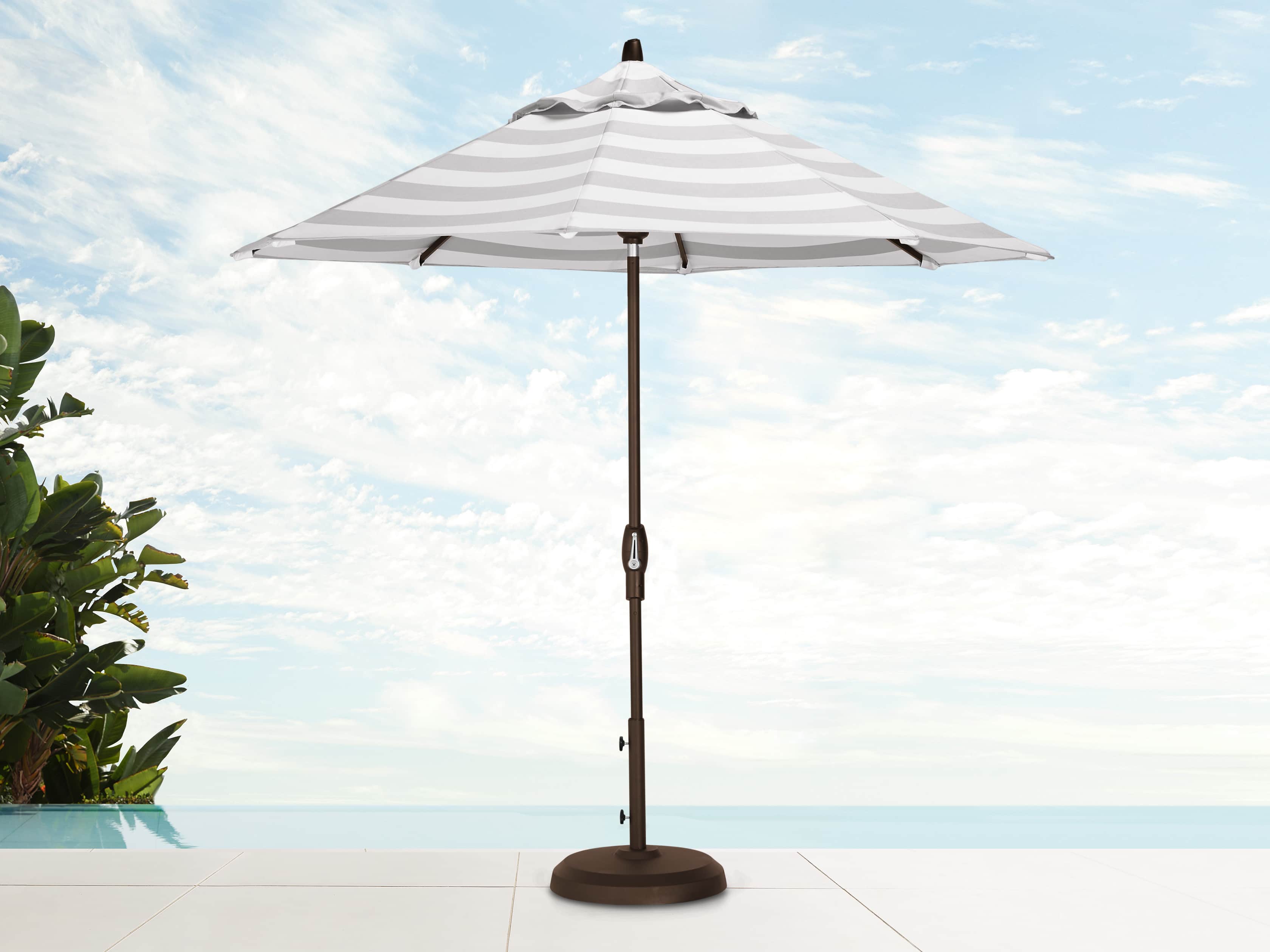Umbrellas Outdoor 9' x 10' Octagon Umbrella in Solana Seagull, slide 1 of 4