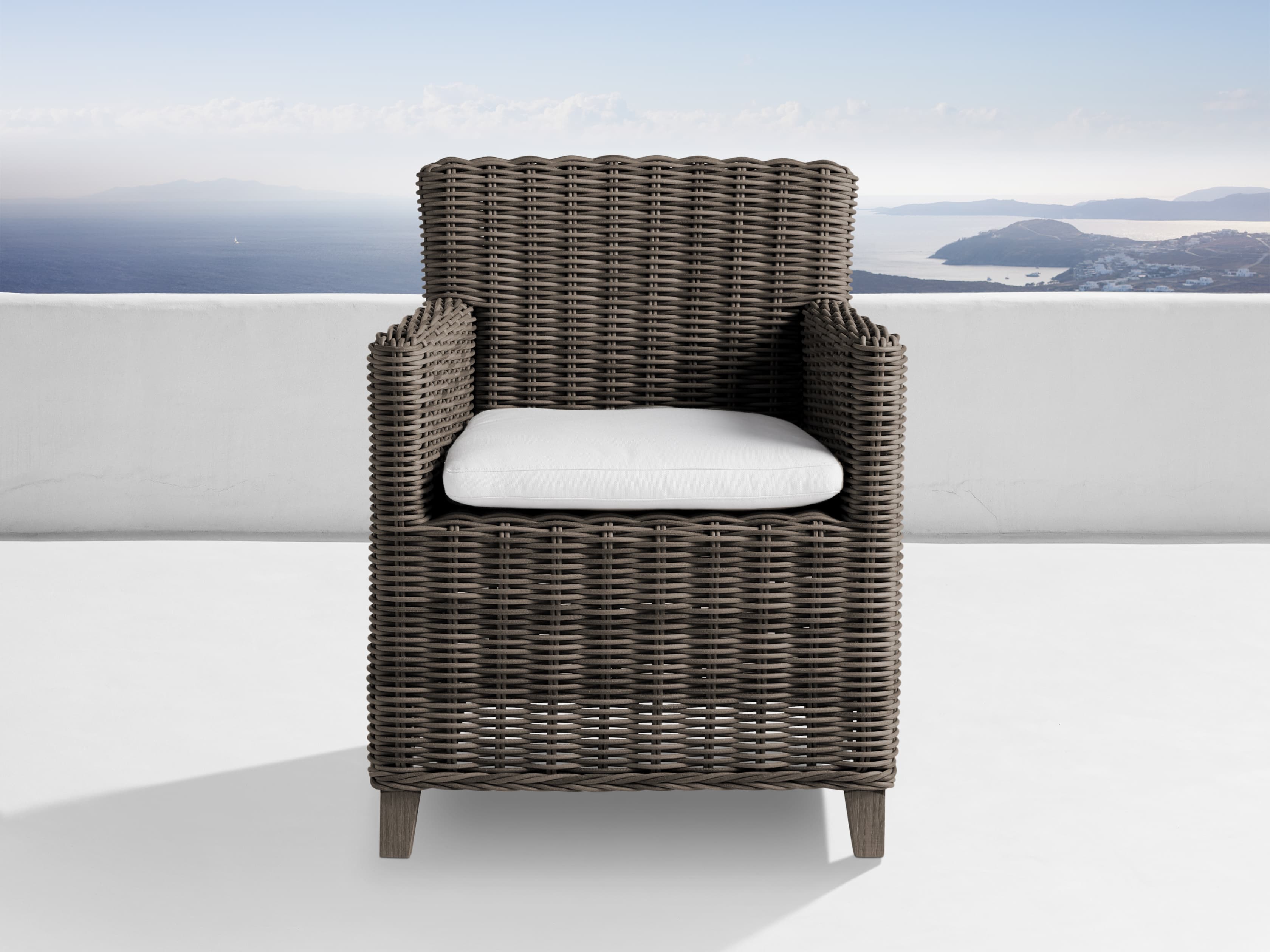 gray all weather wicker solano outdoor dining armchair