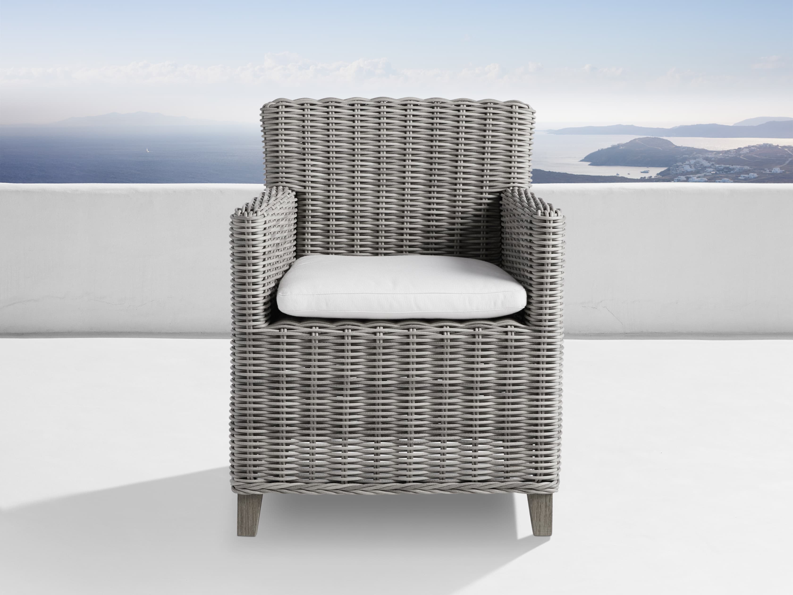 gray all weather wicker solano outdoor dining armchair