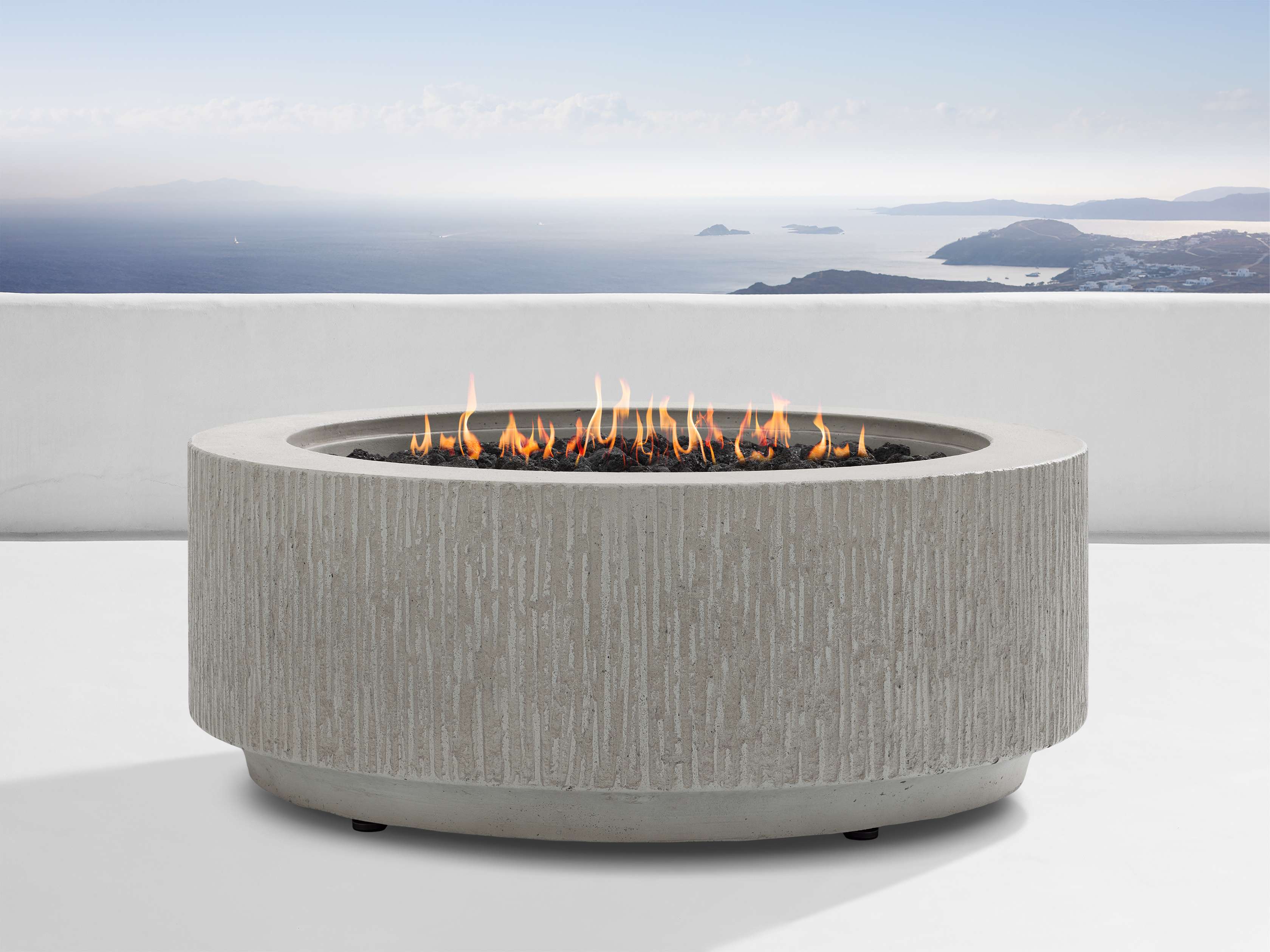 Round cement propane fire pit discount