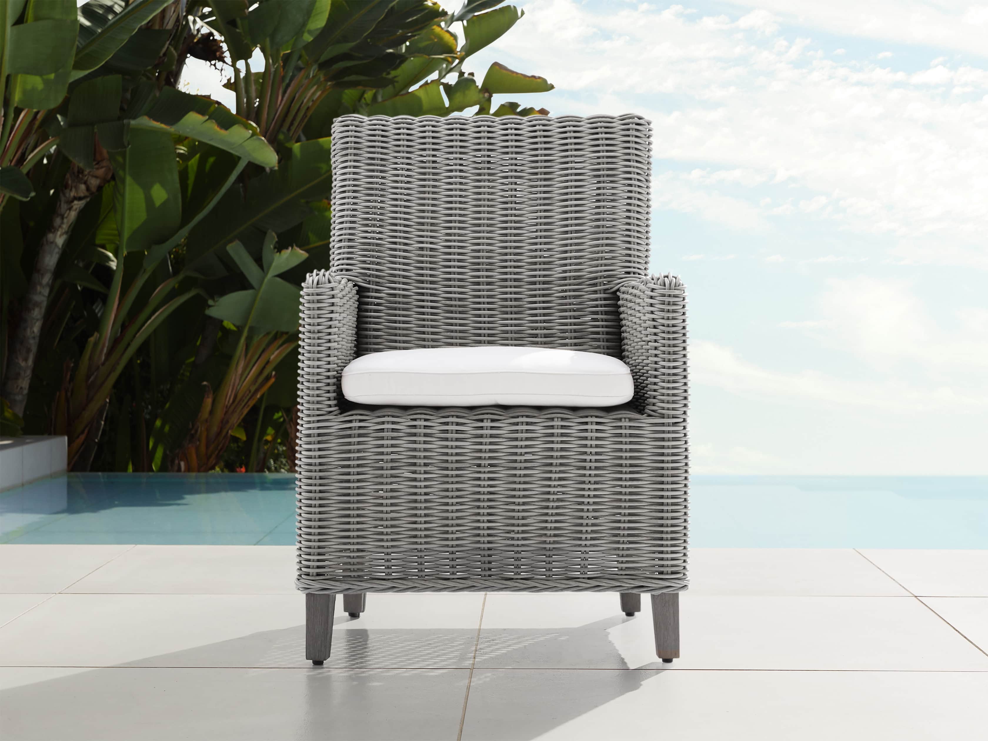 Wyatt Outdoor 28" Dining Arm Chair in Vista Grey