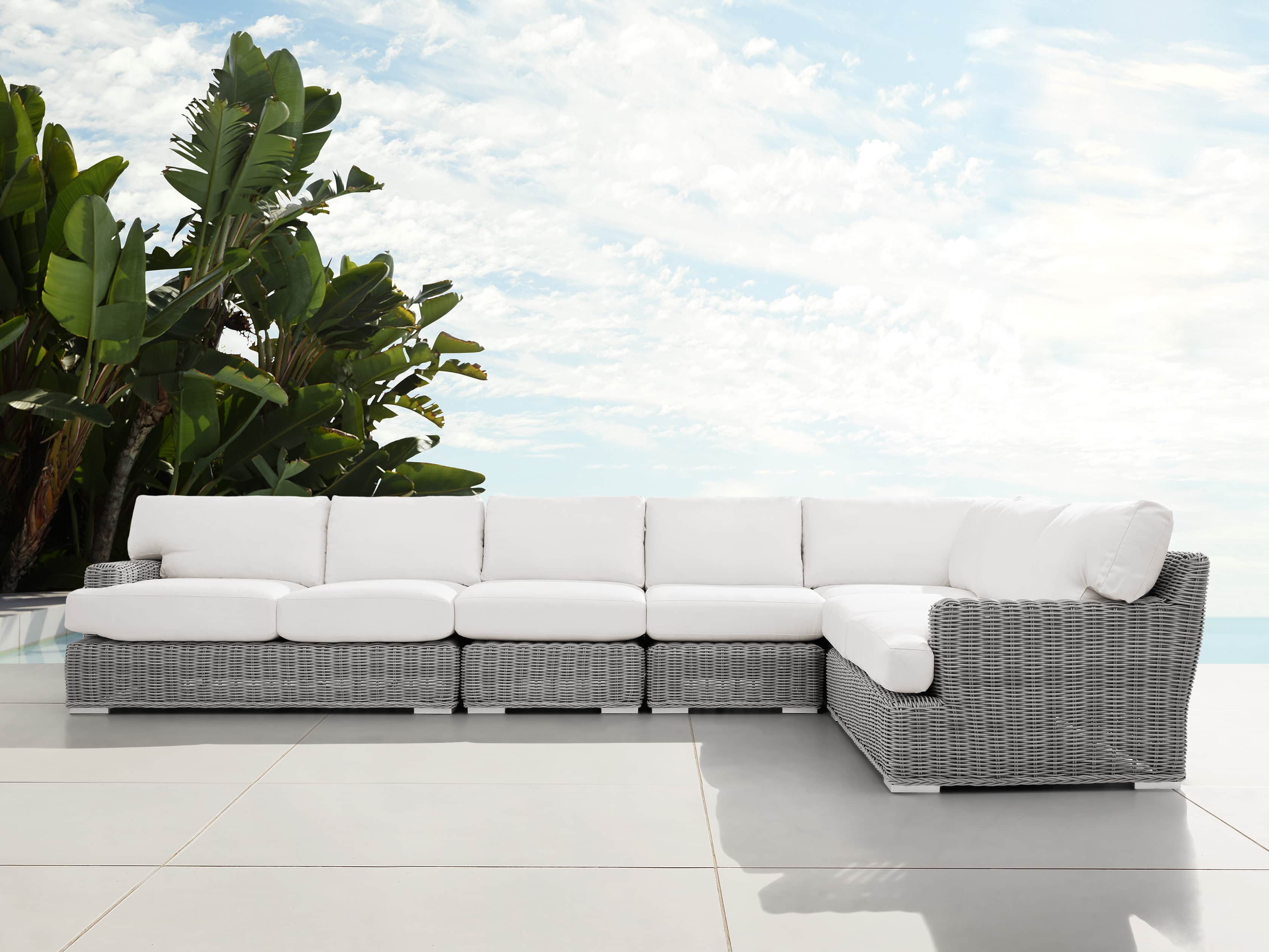 Wyatt Outdoor Five Piece L-Shaped Sectional in Vista Grey