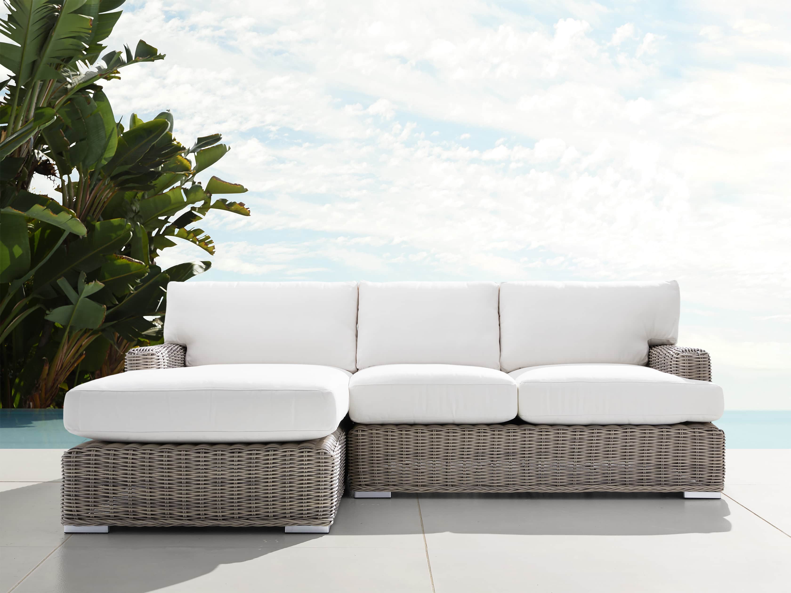 Wyatt Outdoor Two Piece Left Arm Sectional in Weathered Grey, slide 1 of 4
