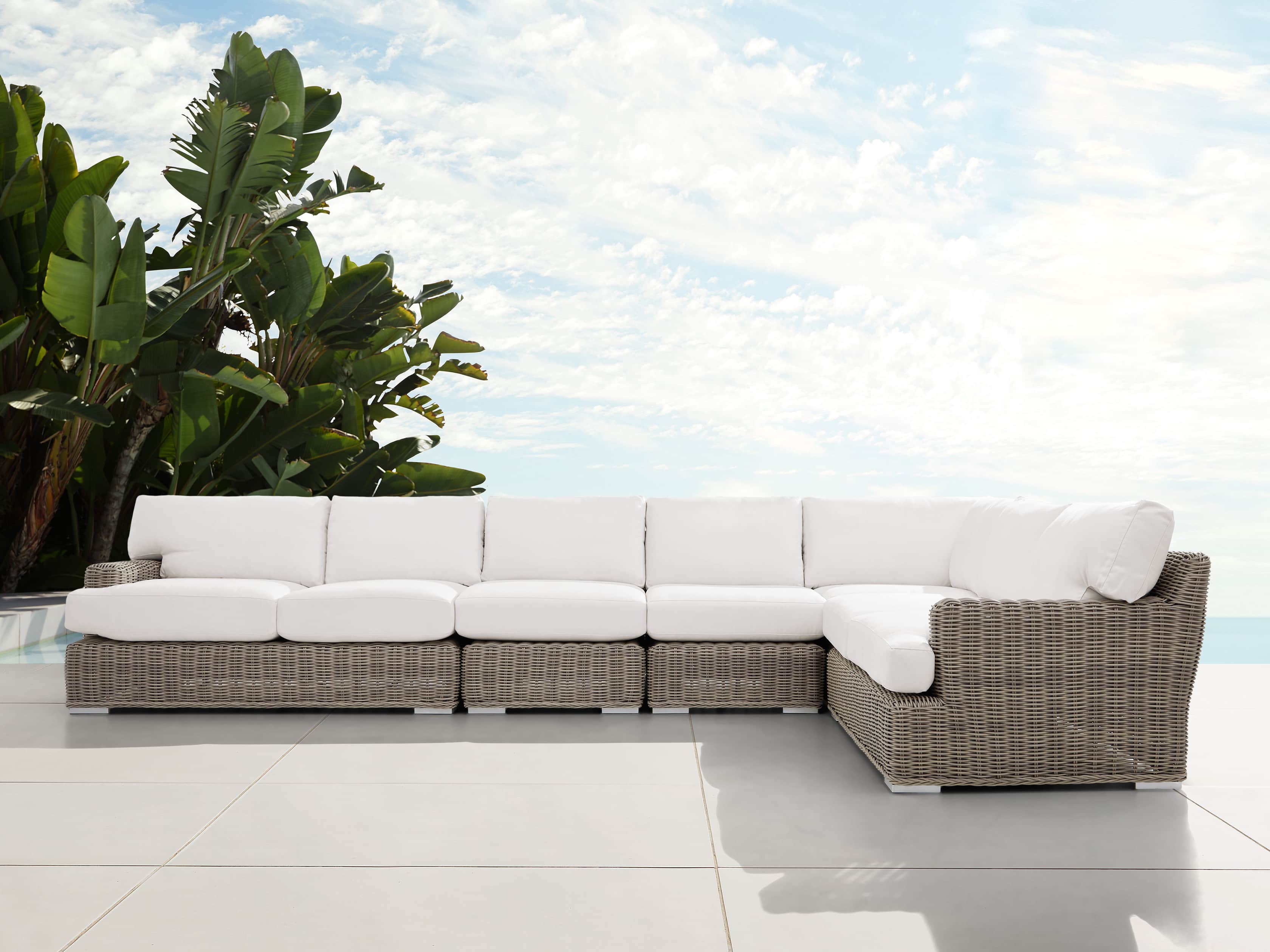 Wyatt Outdoor Five Piece L-Shaped Sectional in Weathered Grey, slide 1 of 4