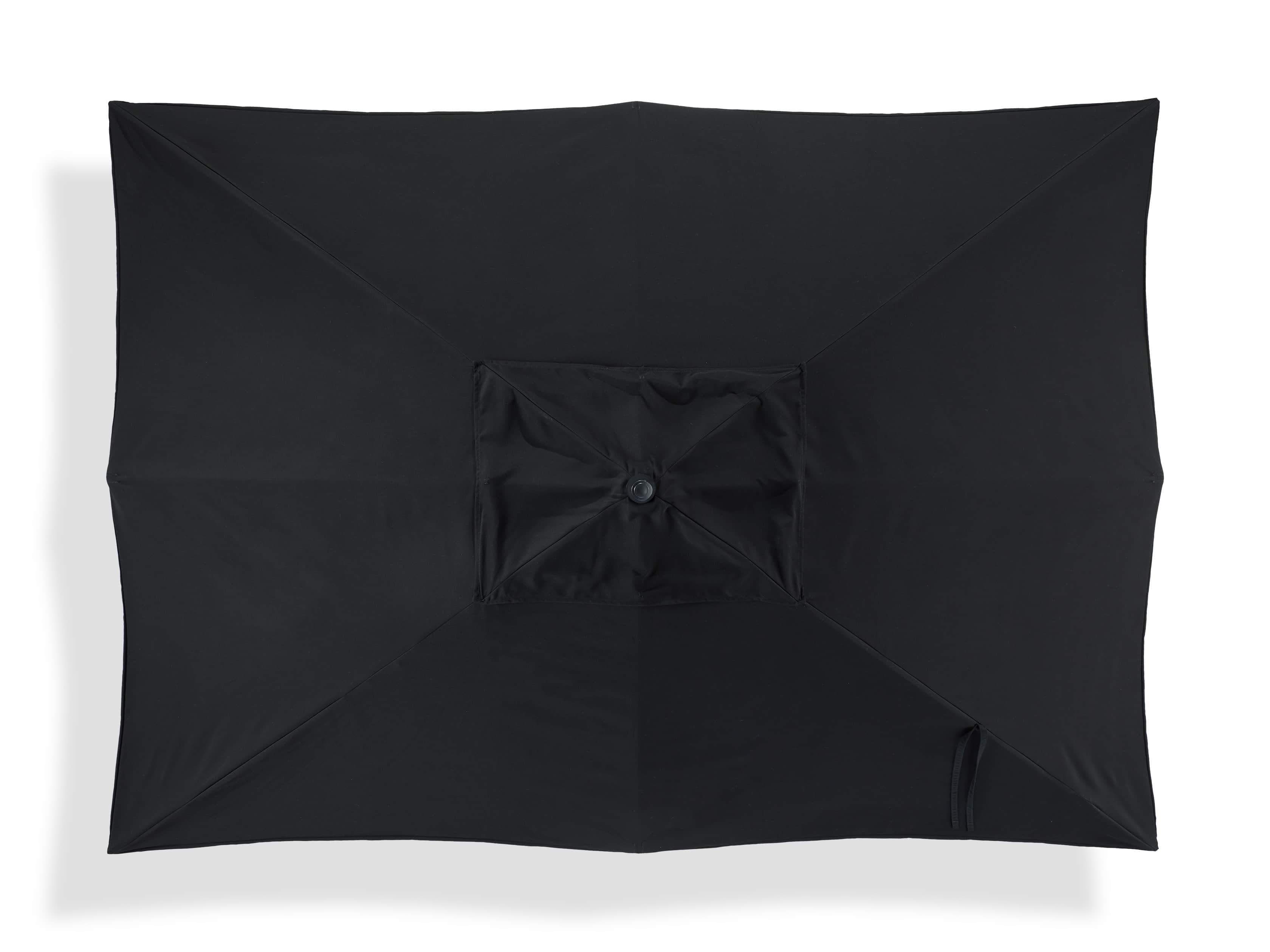 8' x 11' Rectangular Scalloped Umbrella in Canvas Black and Natural Trim with Black Frame, slide 3 of 4