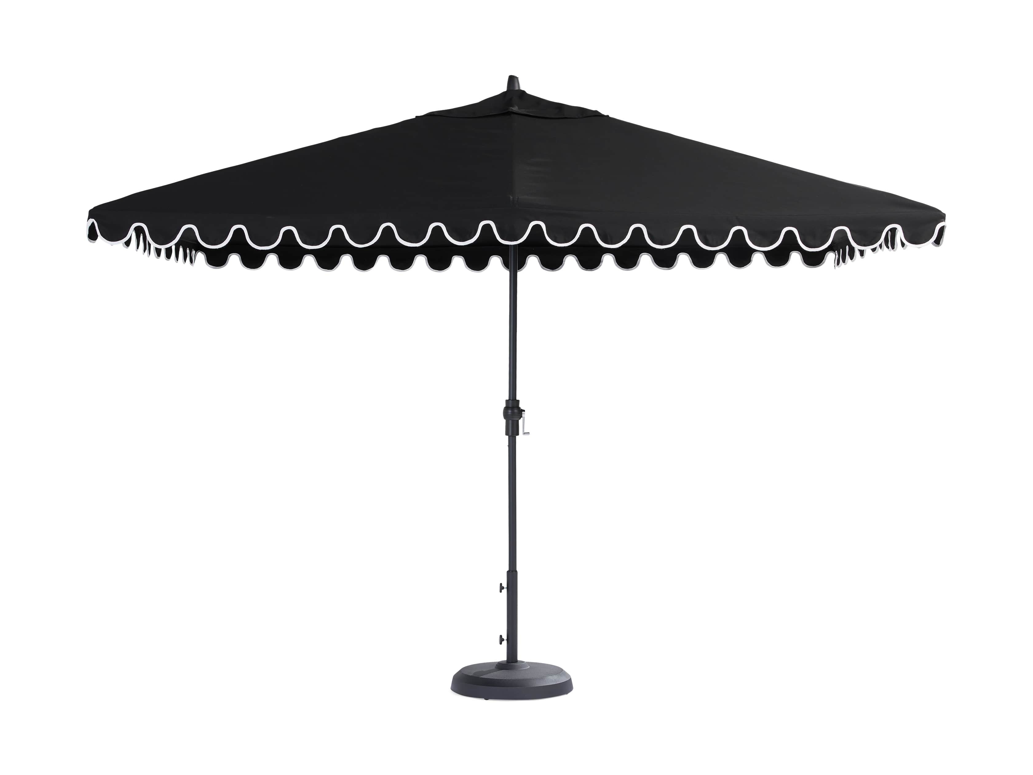 8' x 11' Rectangular Scalloped Umbrella in Canvas Black and Natural Trim with Black Frame, slide 4 of 4