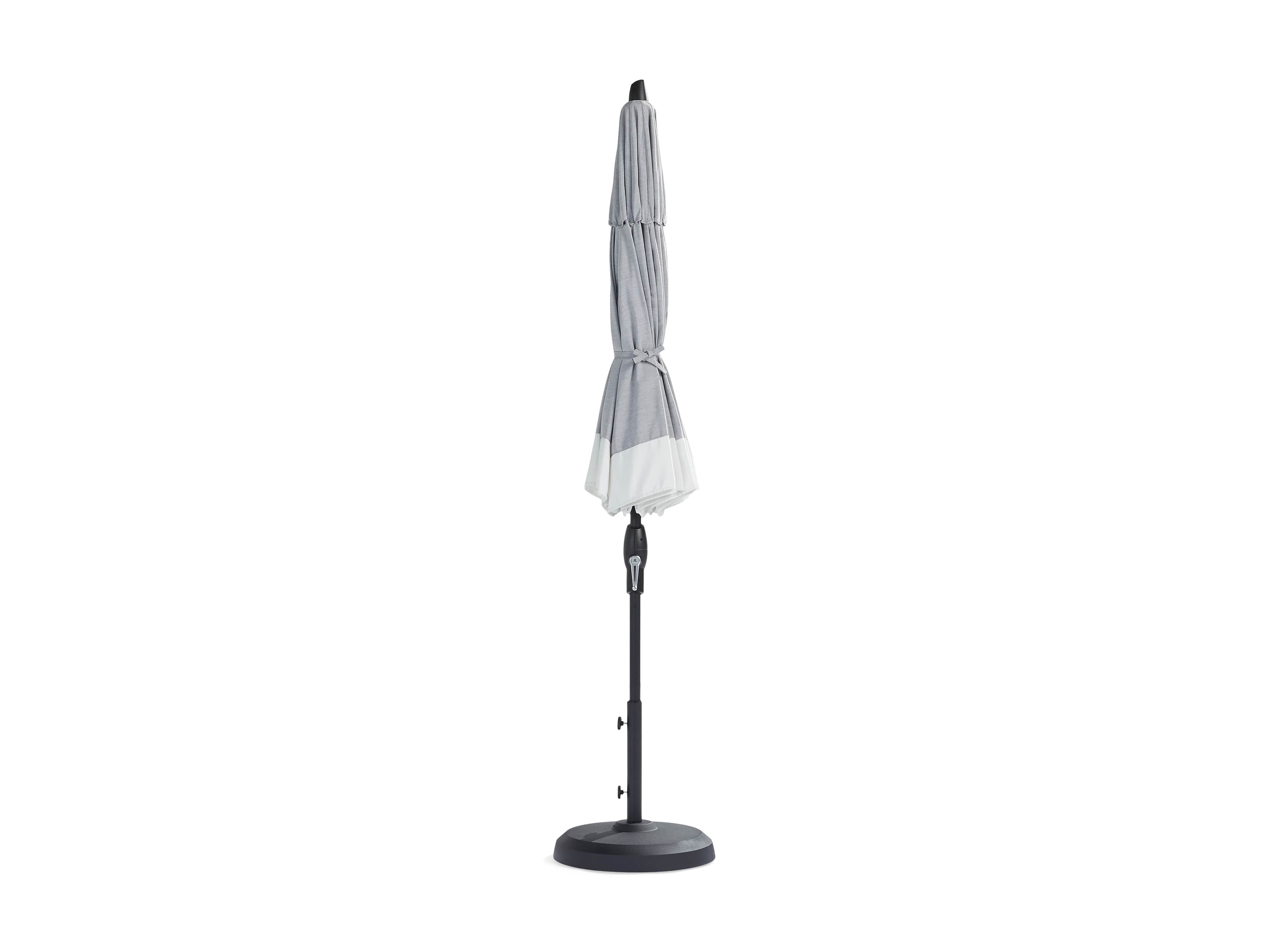 9' Octagonal Border Umbrella in Canvas Granite and White Trim with Black Frame, slide 3 of 4