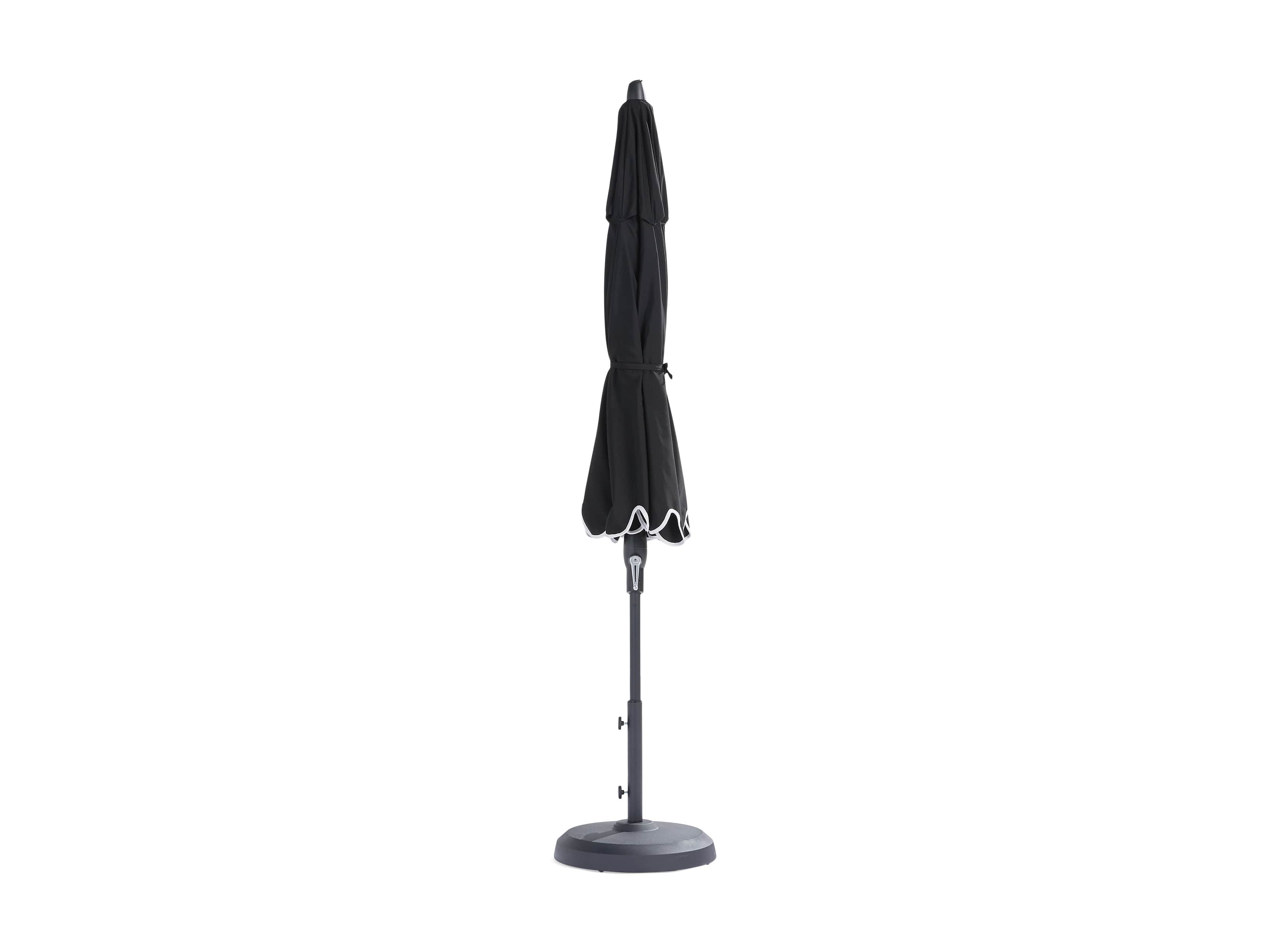 9' Octagonal Scalloped Umbrella in Canvas Black and Natural Trim with Black Frame, slide 3 of 4