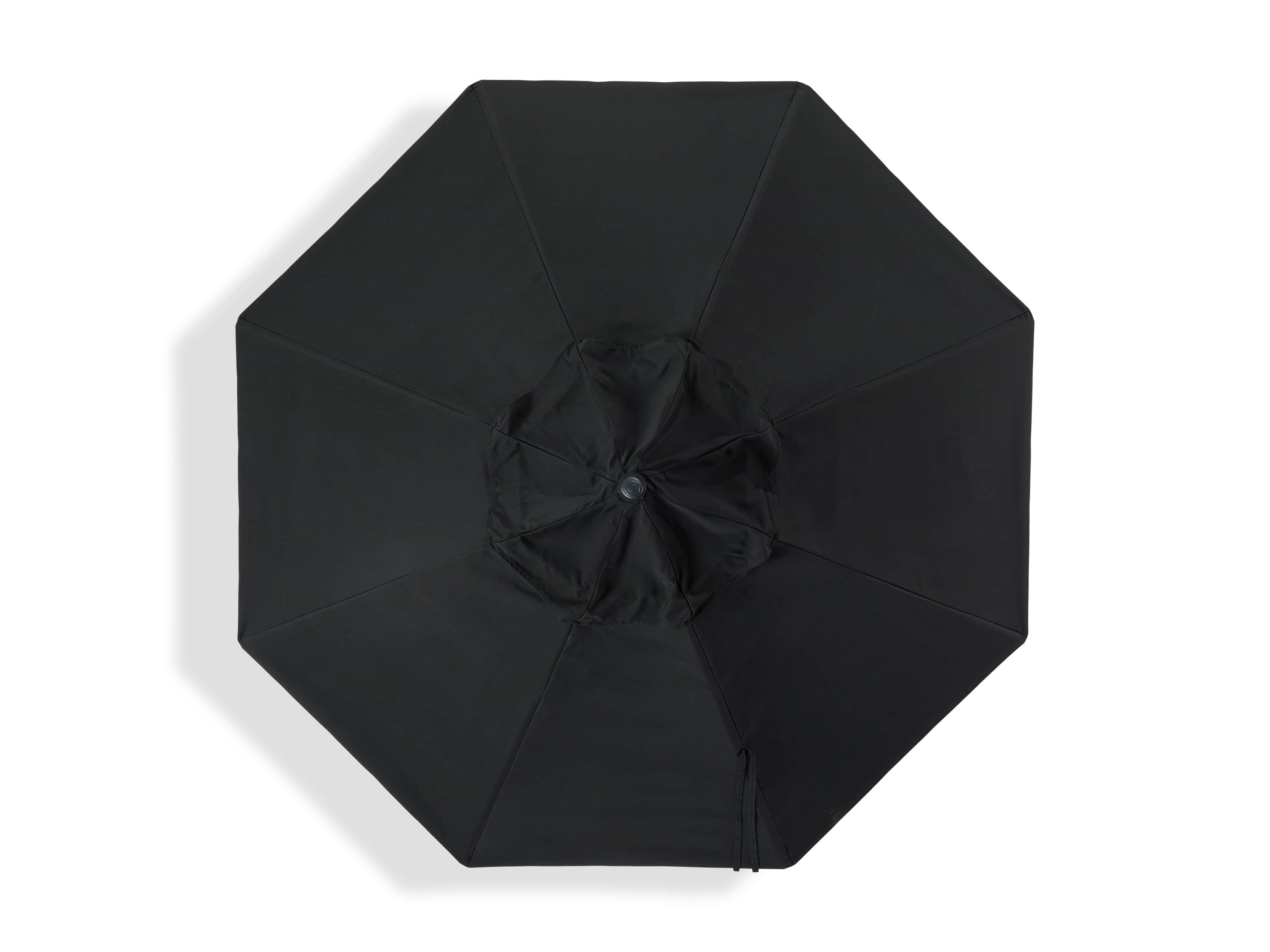 9' Octagonal Scalloped Umbrella in Canvas Black and Natural Trim with Black Frame, slide 2 of 4